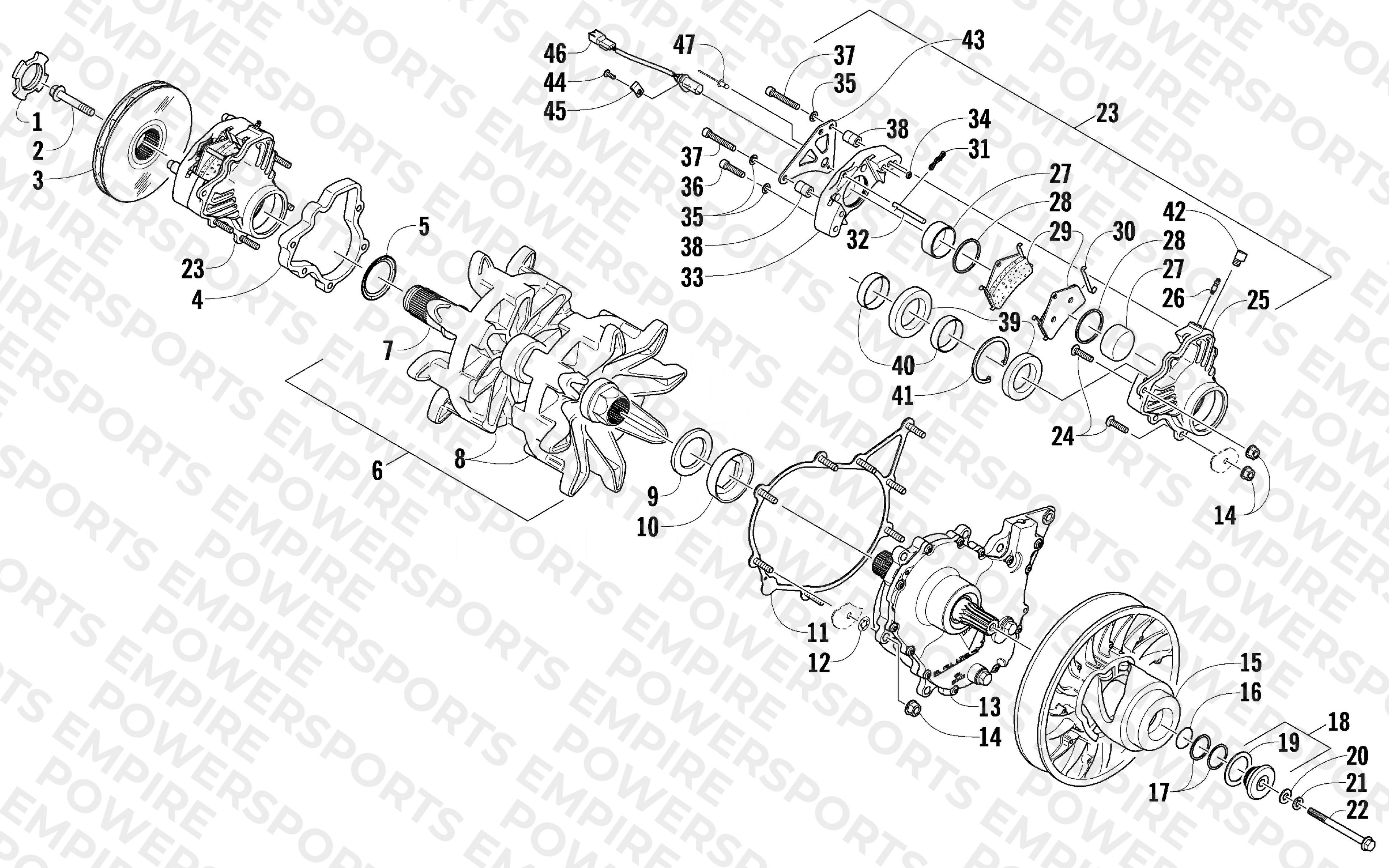 DRIVE TRAIN SHAFT AND BRAKE ASSEMBLIES