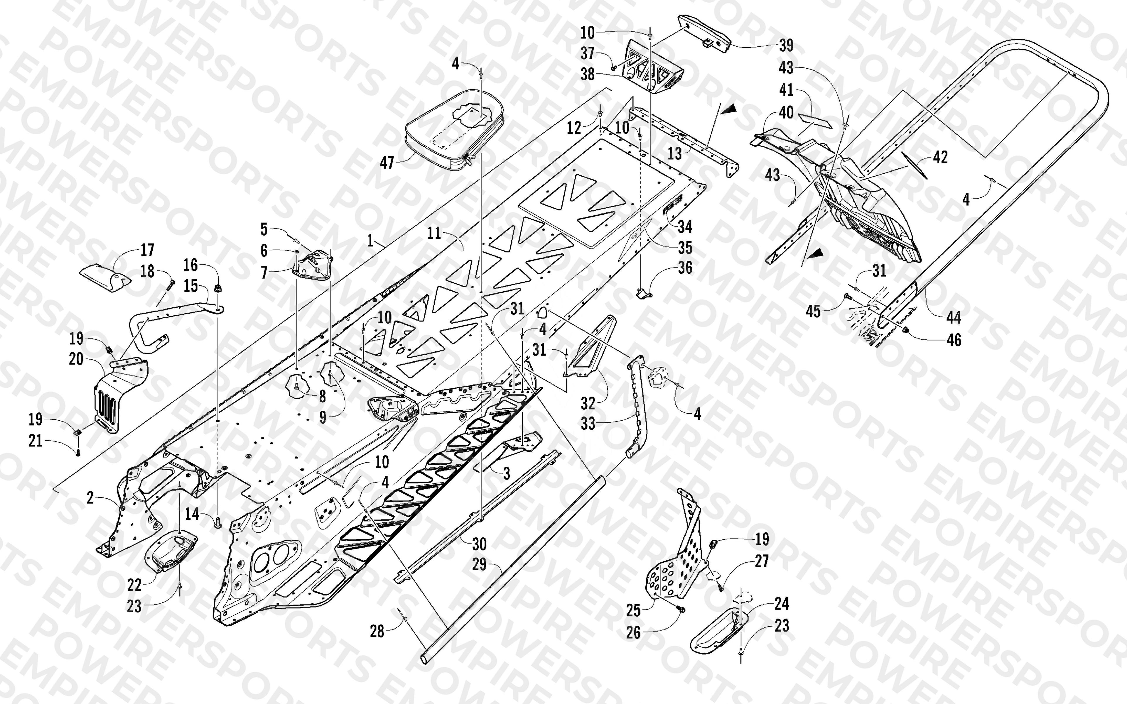 TUNNEL, REAR BUMPER, AND SNOWFLAP ASSEMBLY
