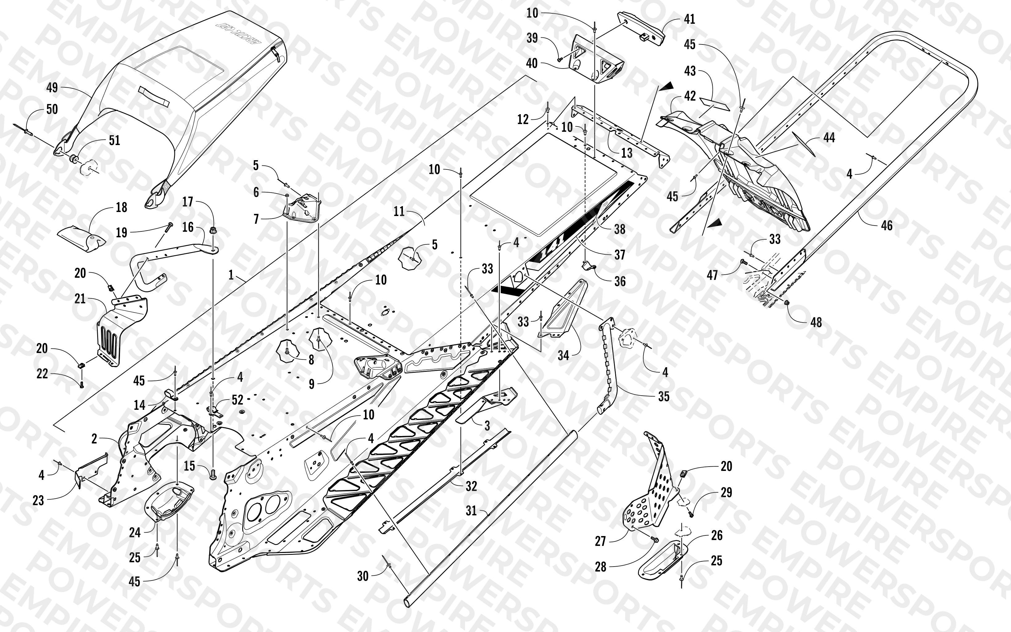 TUNNEL, REAR BUMPER, AND SNOWFLAP ASSEMBLY