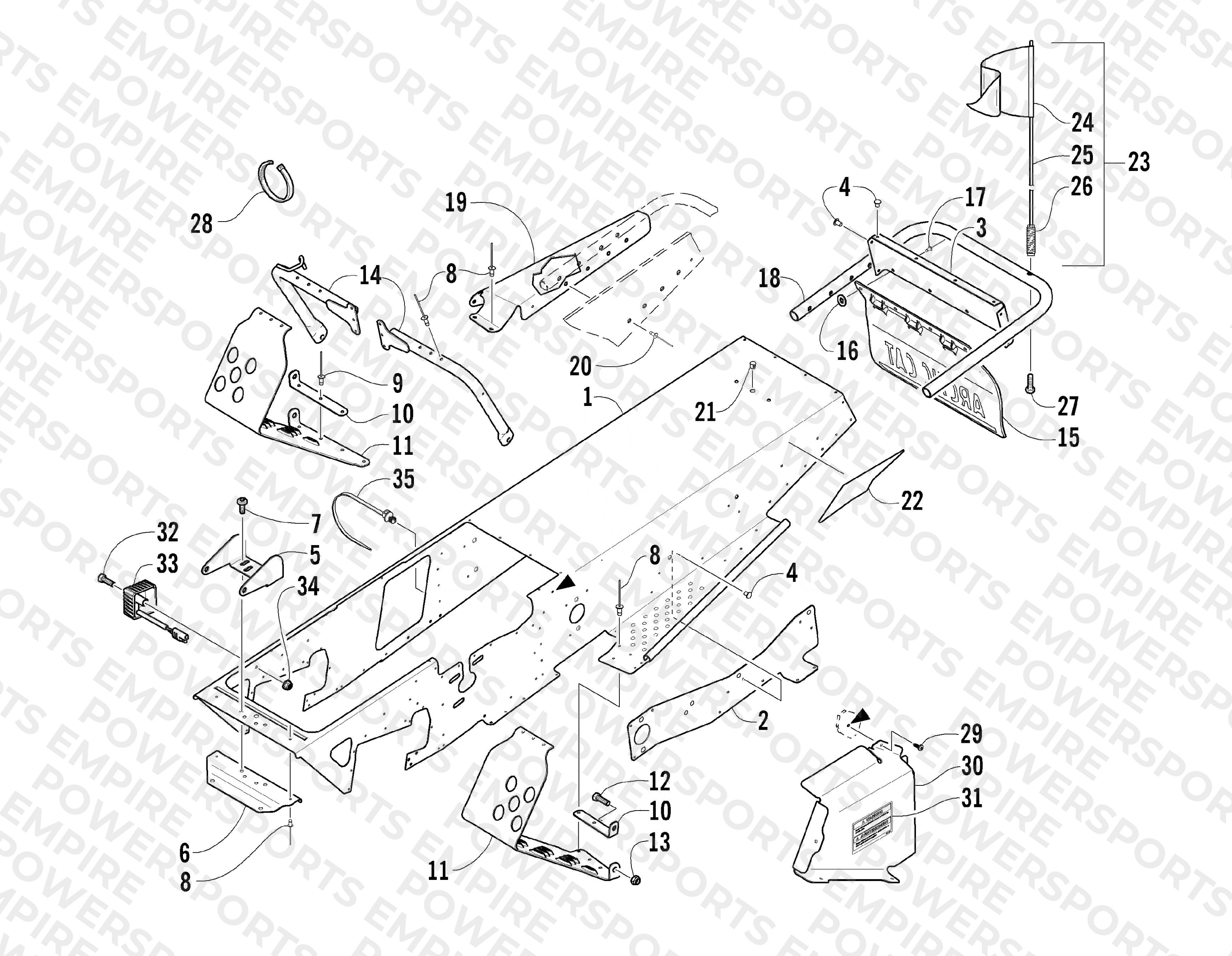 CHASSIS, FOOTREST, AND REAR BUMPER ASSEMBLY