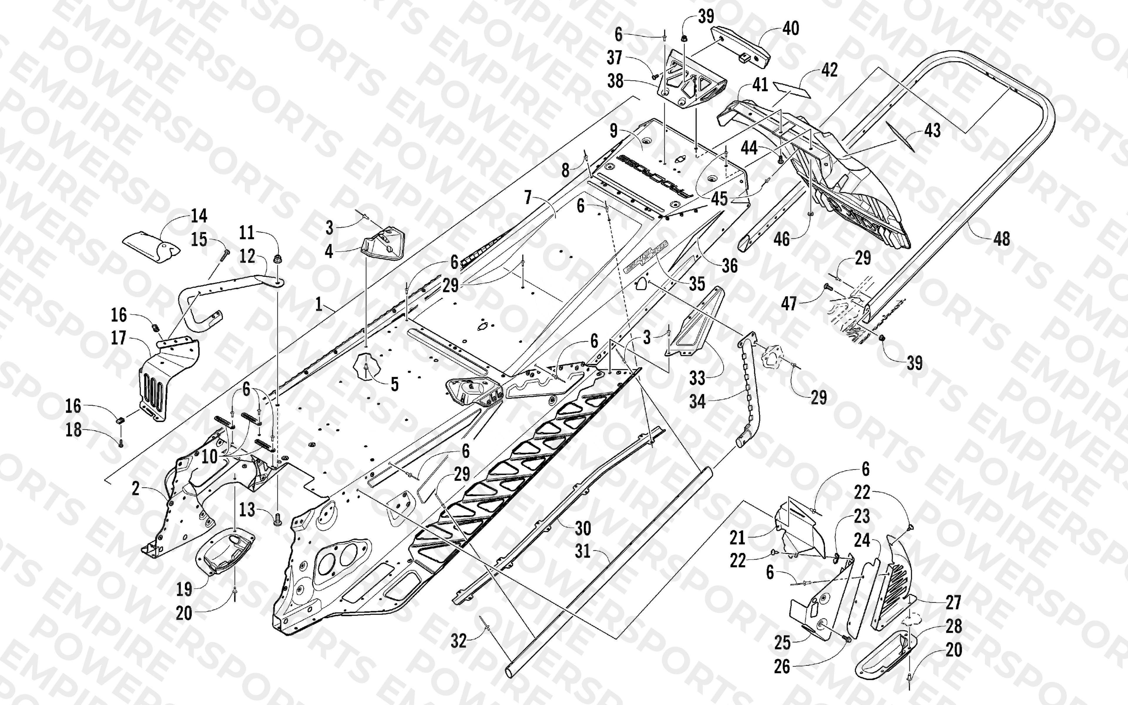 TUNNEL, REAR BUMPER, AND SNOWFLAP ASSEMBLY