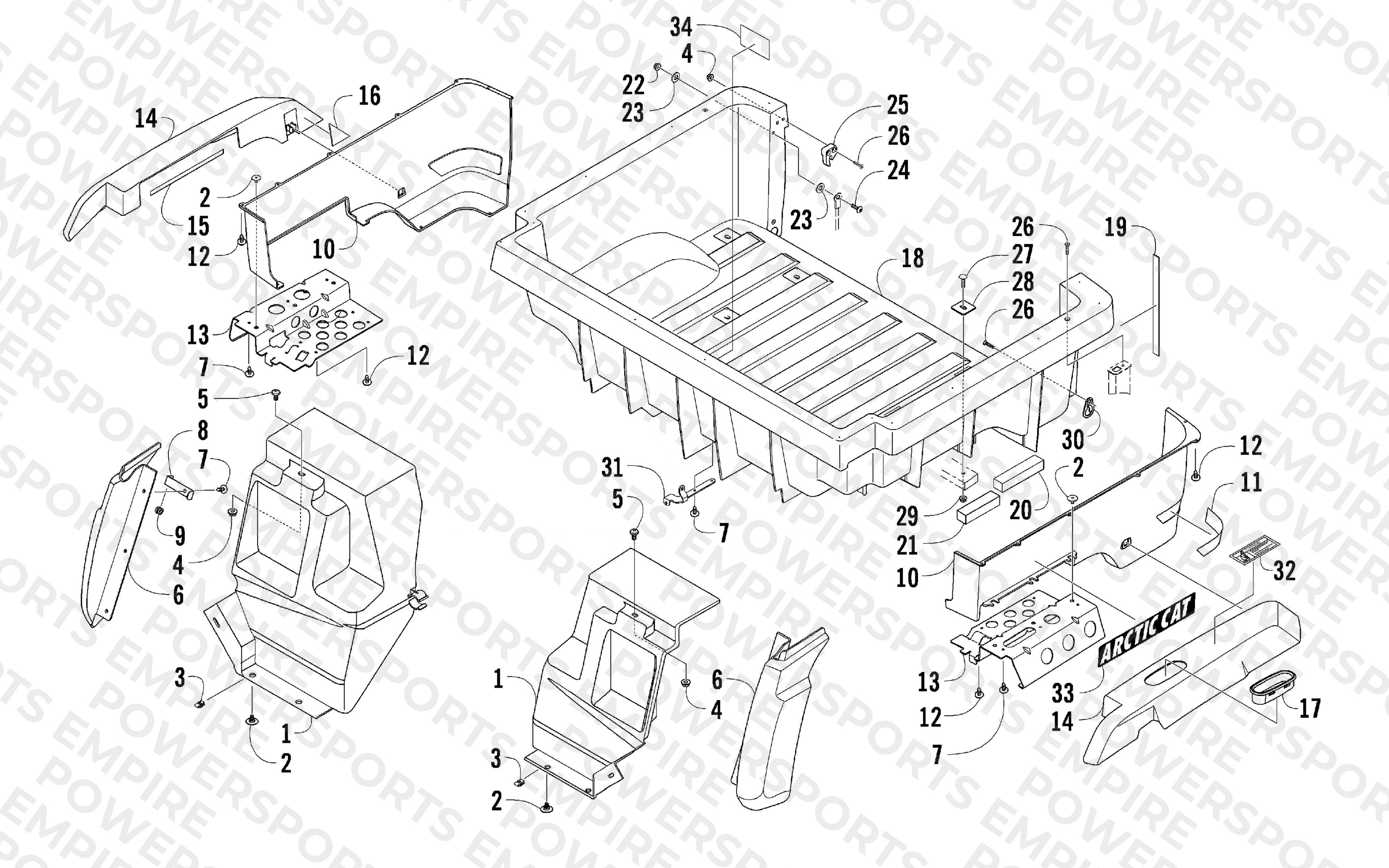 REAR BODY PANEL AND CARGO BOX ASSEMBLY