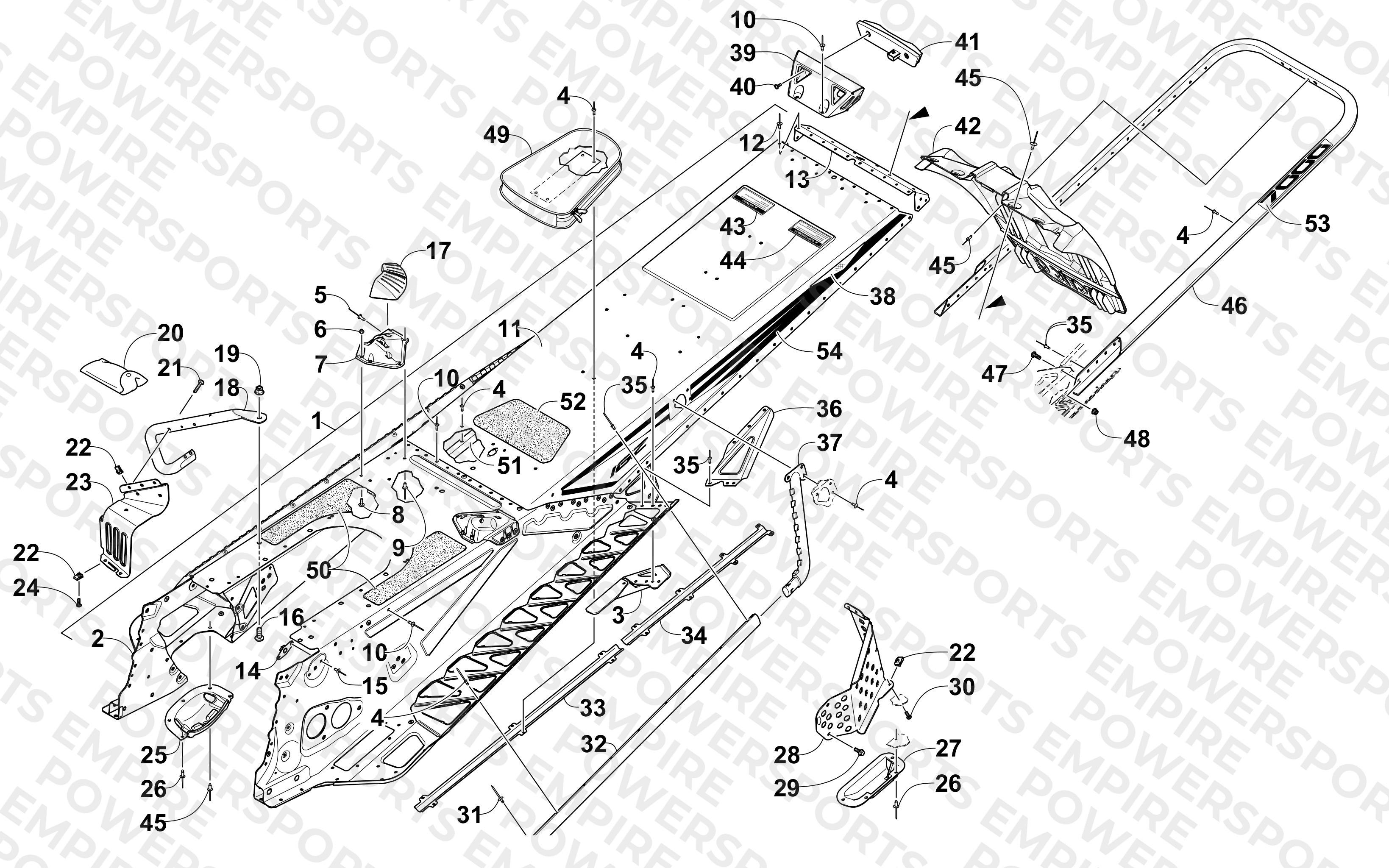TUNNEL, REAR BUMPER, AND SNOWFLAP ASSEMBLY