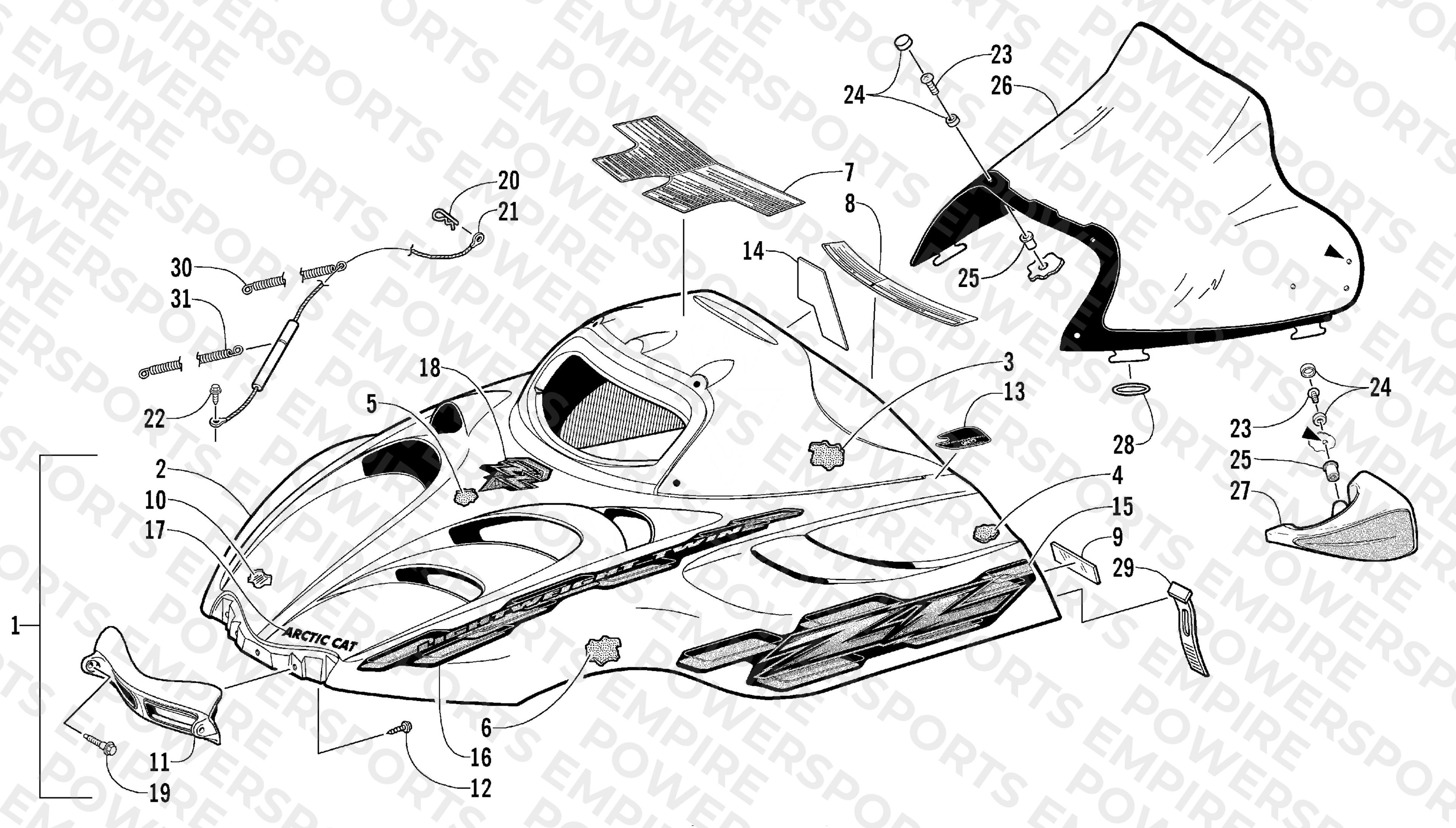 HOOD AND WINDSHIELD ASSEMBLY