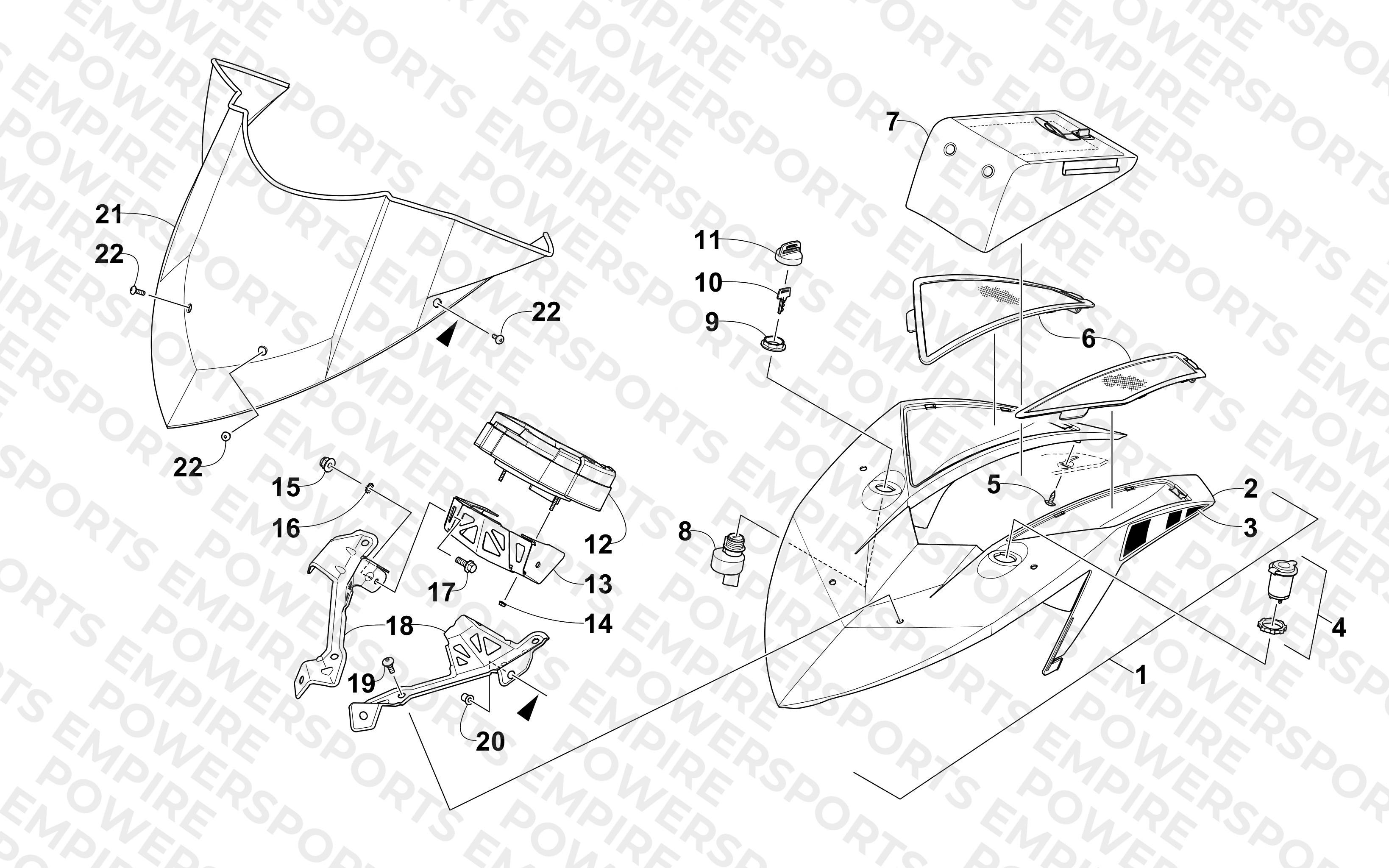 WINDSHIELD AND INSTRUMENTS ASSEMBLIES