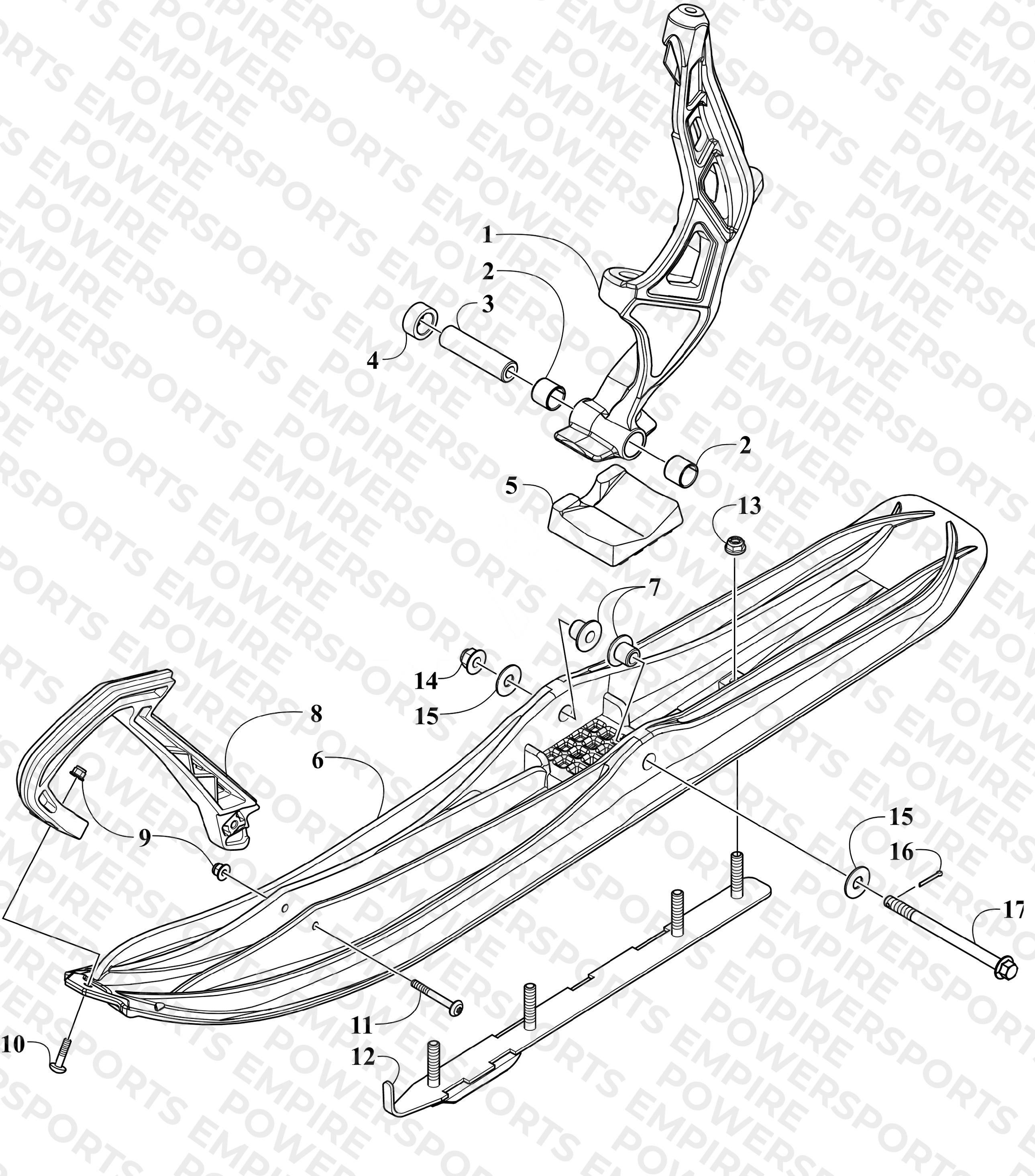 SKI AND SPINDLE ASSEMBLY