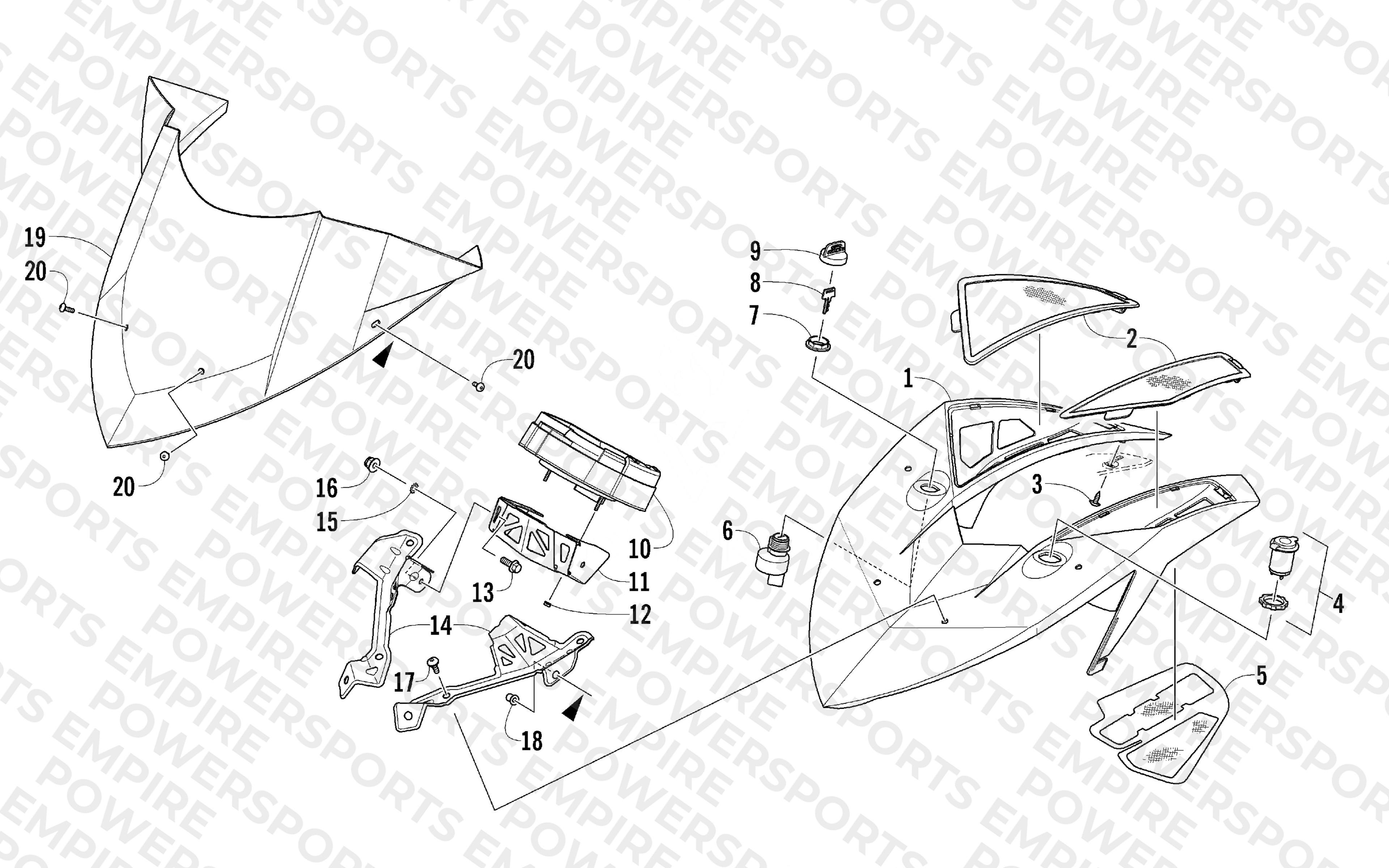 WINDSHIELD AND INSTRUMENTS ASSEMBLIES