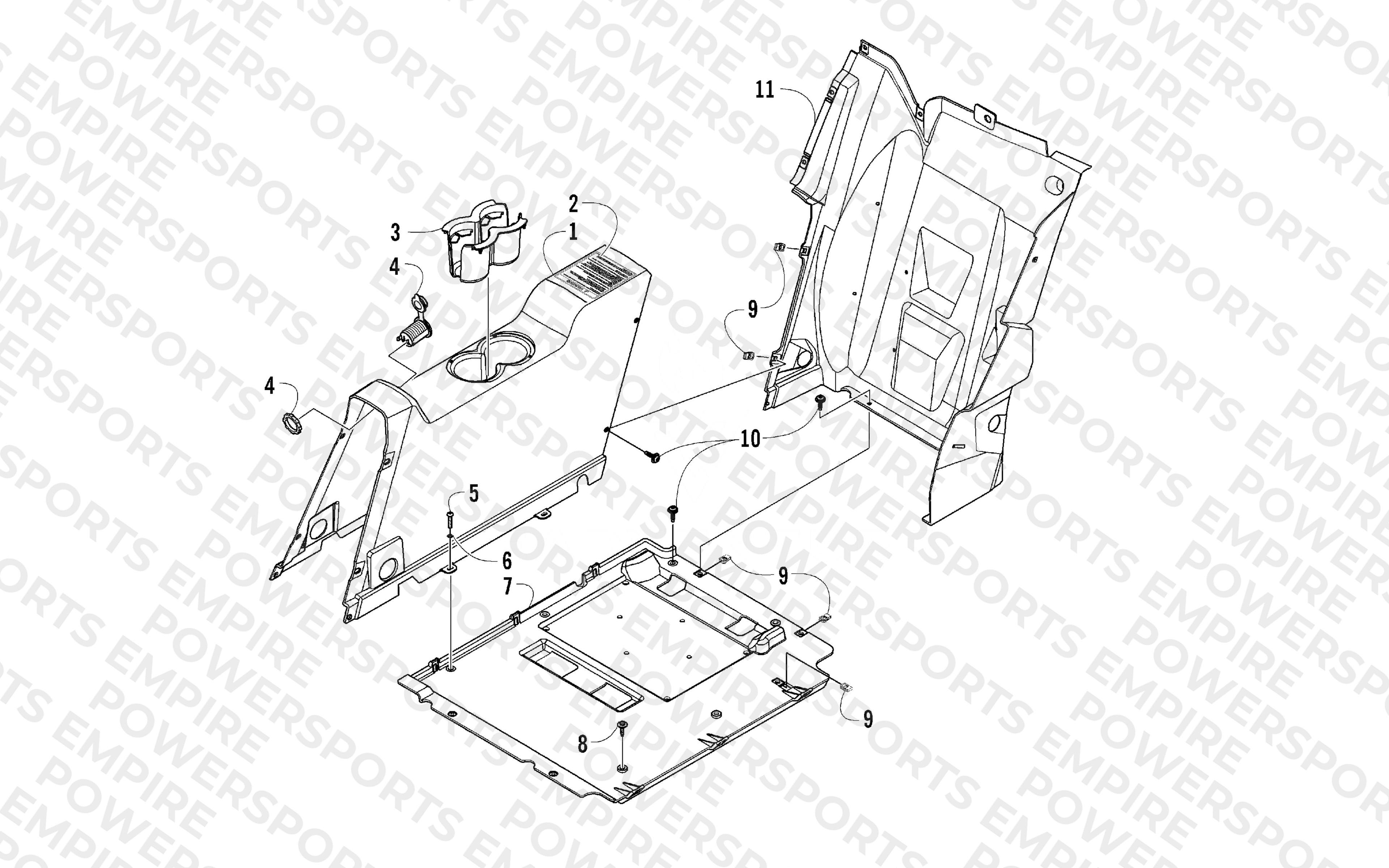REAR CONSOLE AND FLOOR PANEL ASSEMBLY