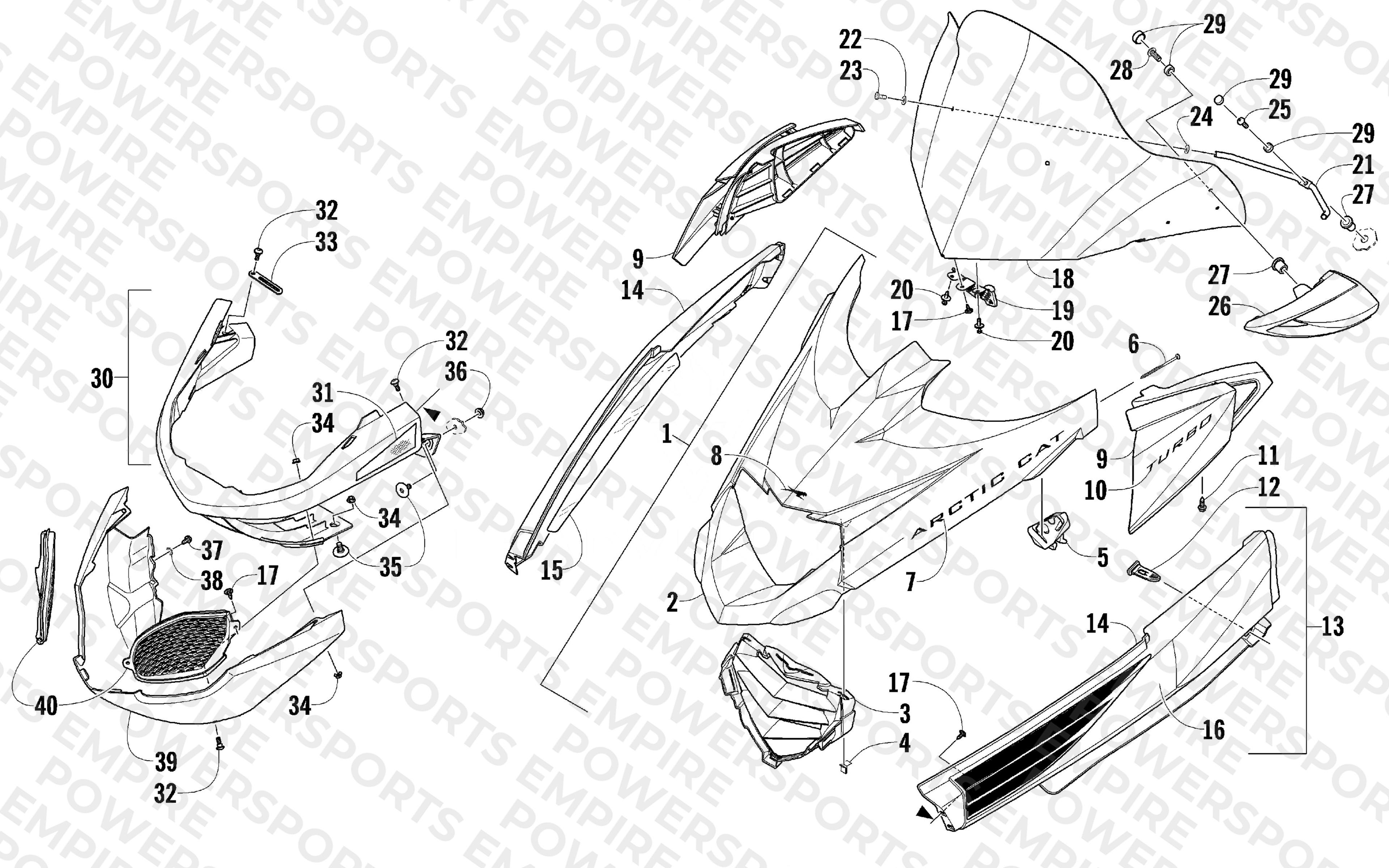 HOOD, WINDSHIELD, AND FRONT BUMPER ASSEMBLY