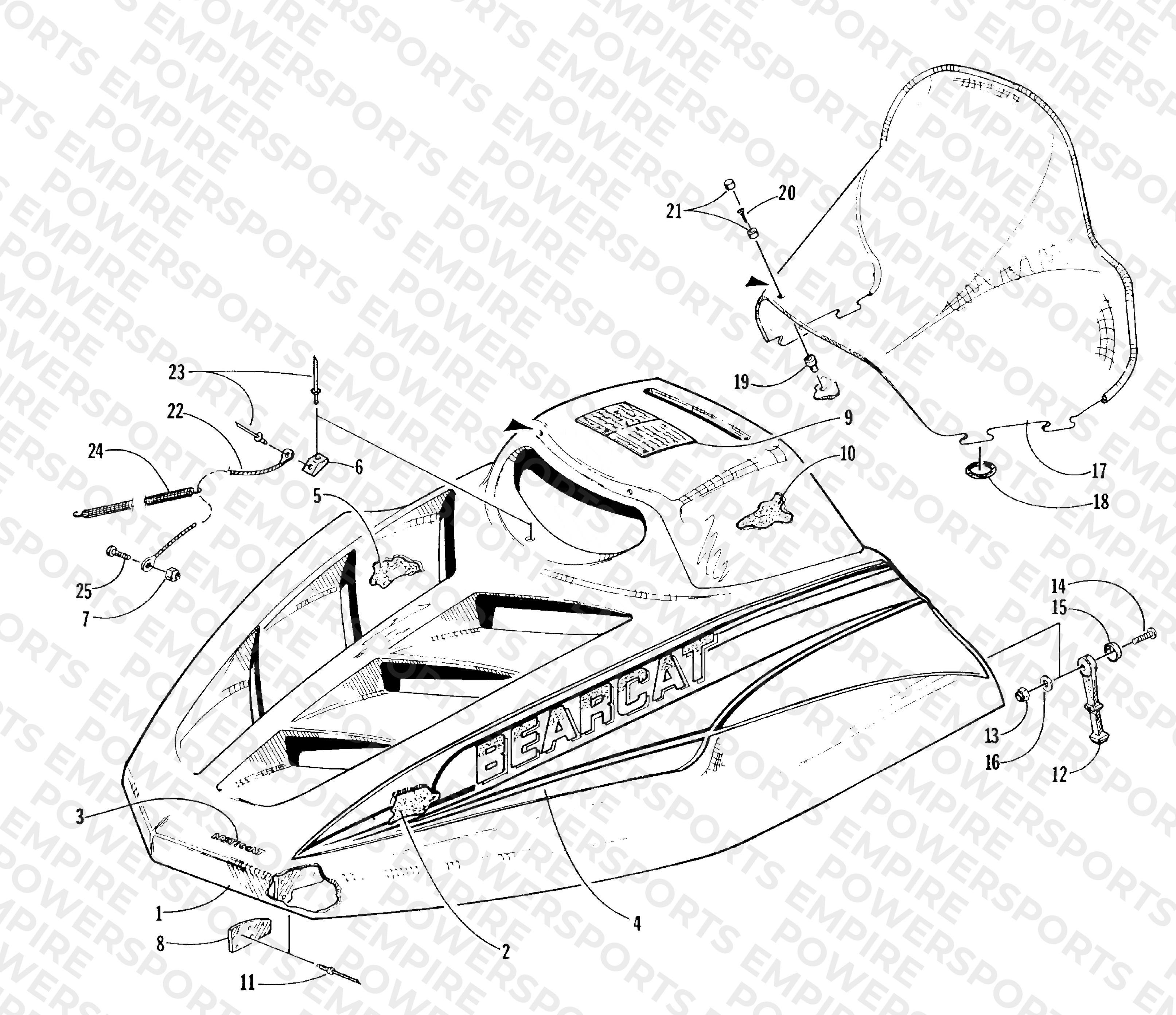 HOOD AND WINDSHIELD ASSEMBLY