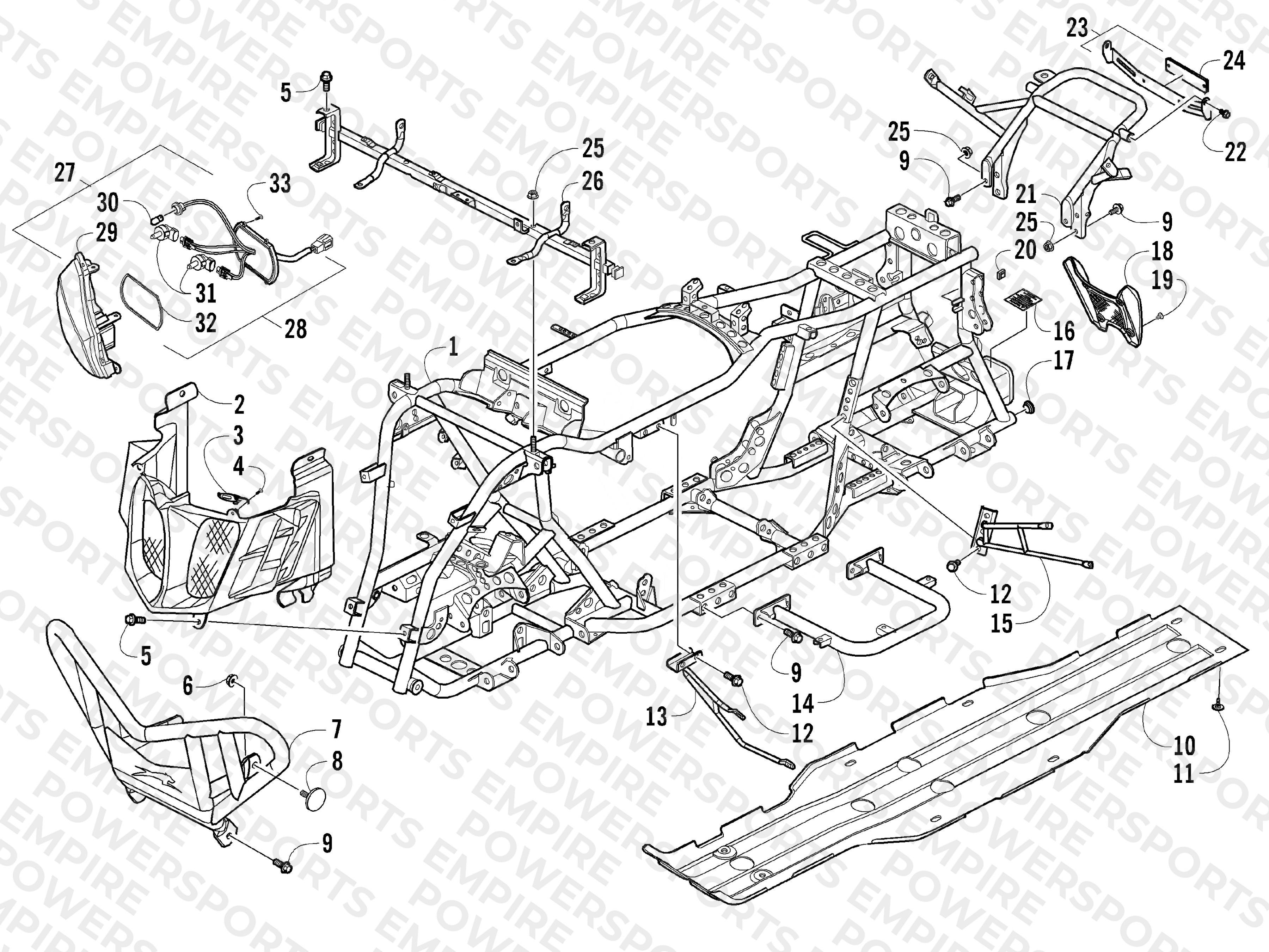 BUMPER, FRAME, AND HEADLIGHT ASSEMBLIES