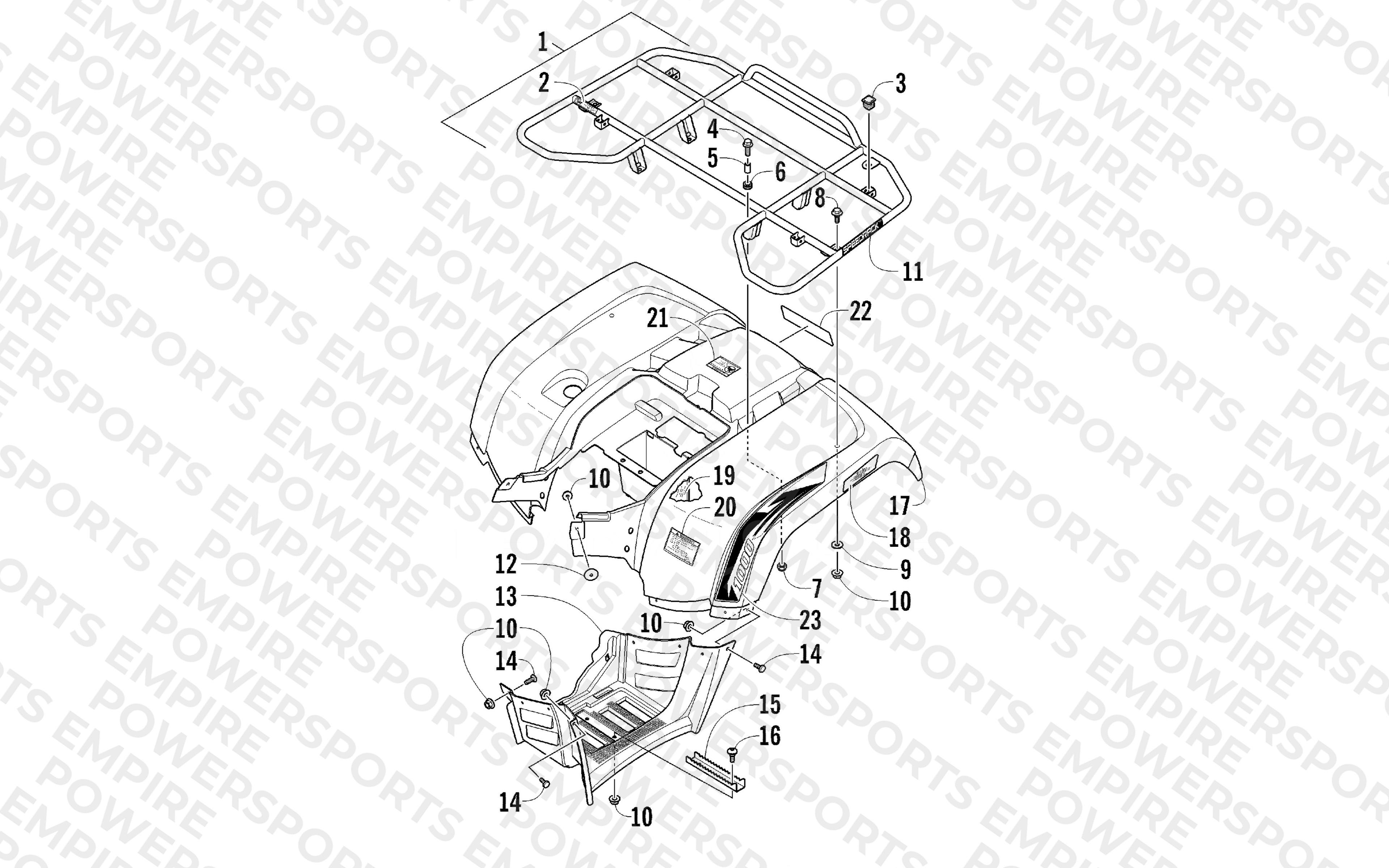 REAR RACK, BODY PANEL, AND FOOTWELL ASSEMBLIES