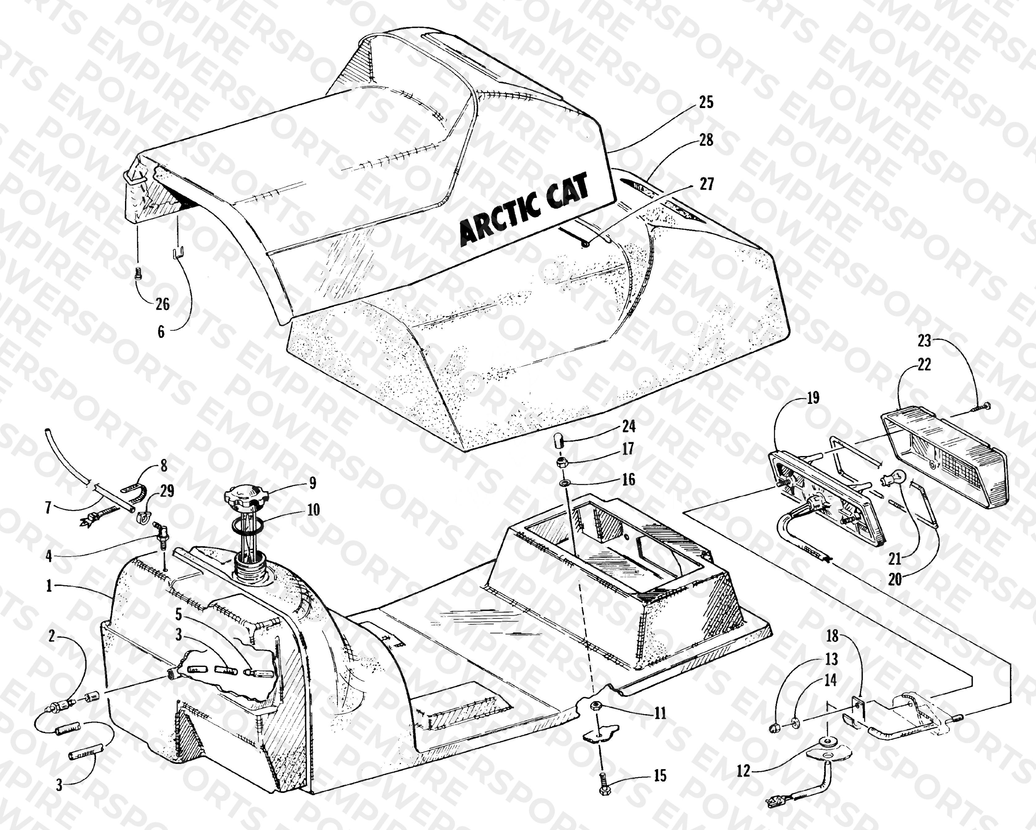 GAS TANK, SEAT, AND TAILLIGHT ASSEMBLY