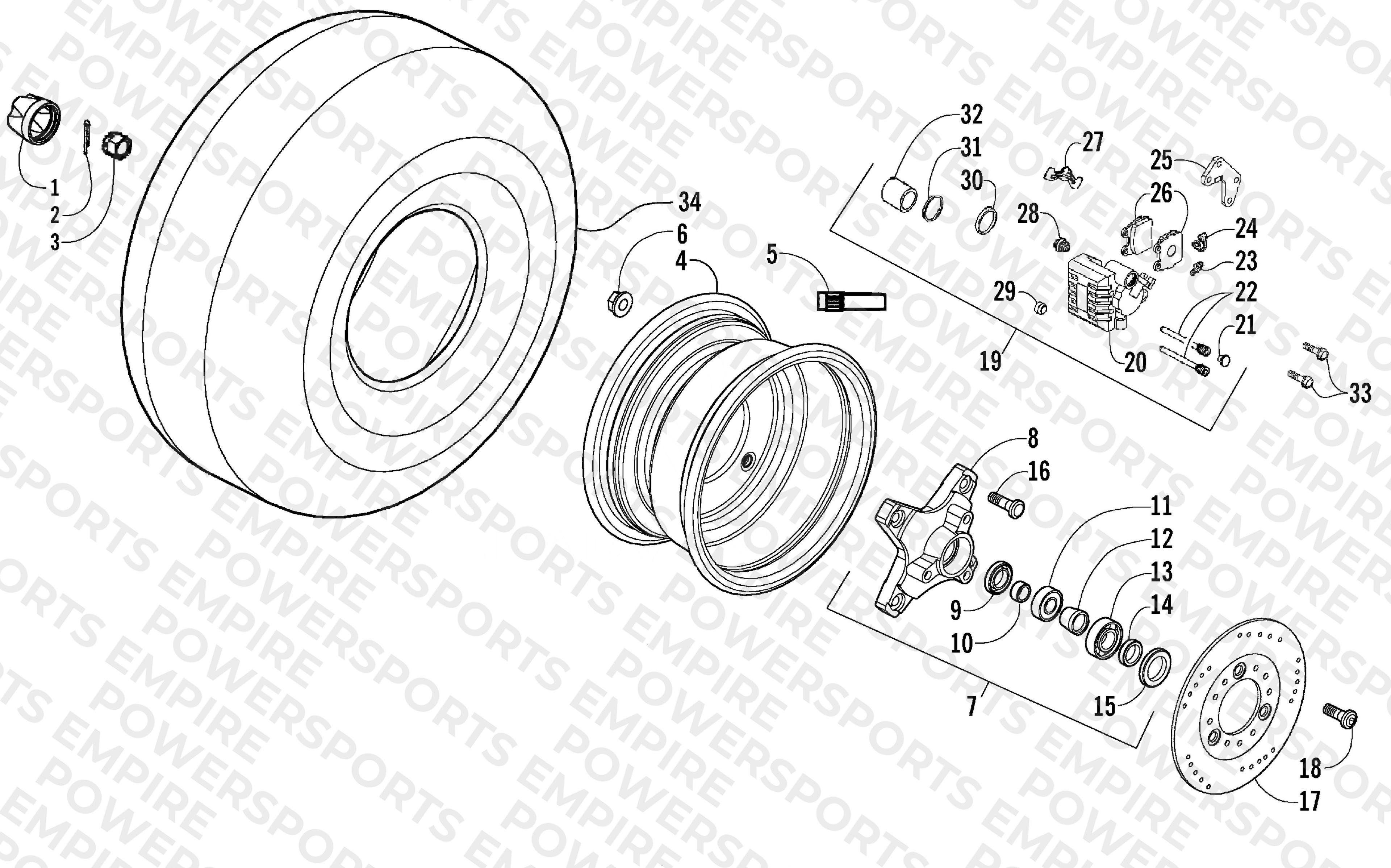 FRONT WHEELS AND BRAKE ASSEMBLY