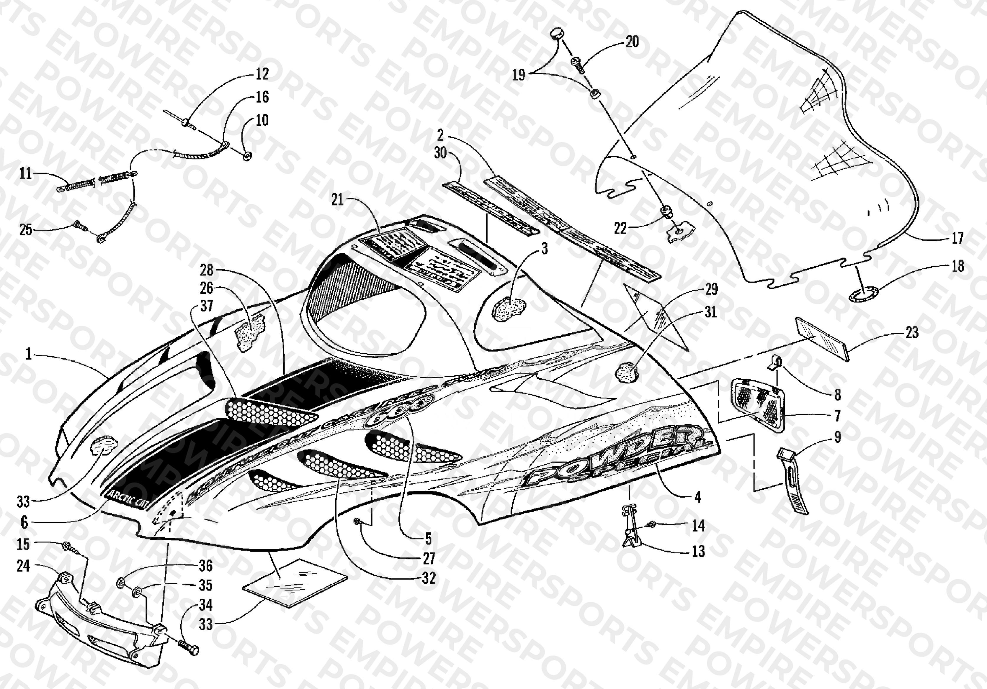 HOOD AND WINDSHIELD ASSEMBLY