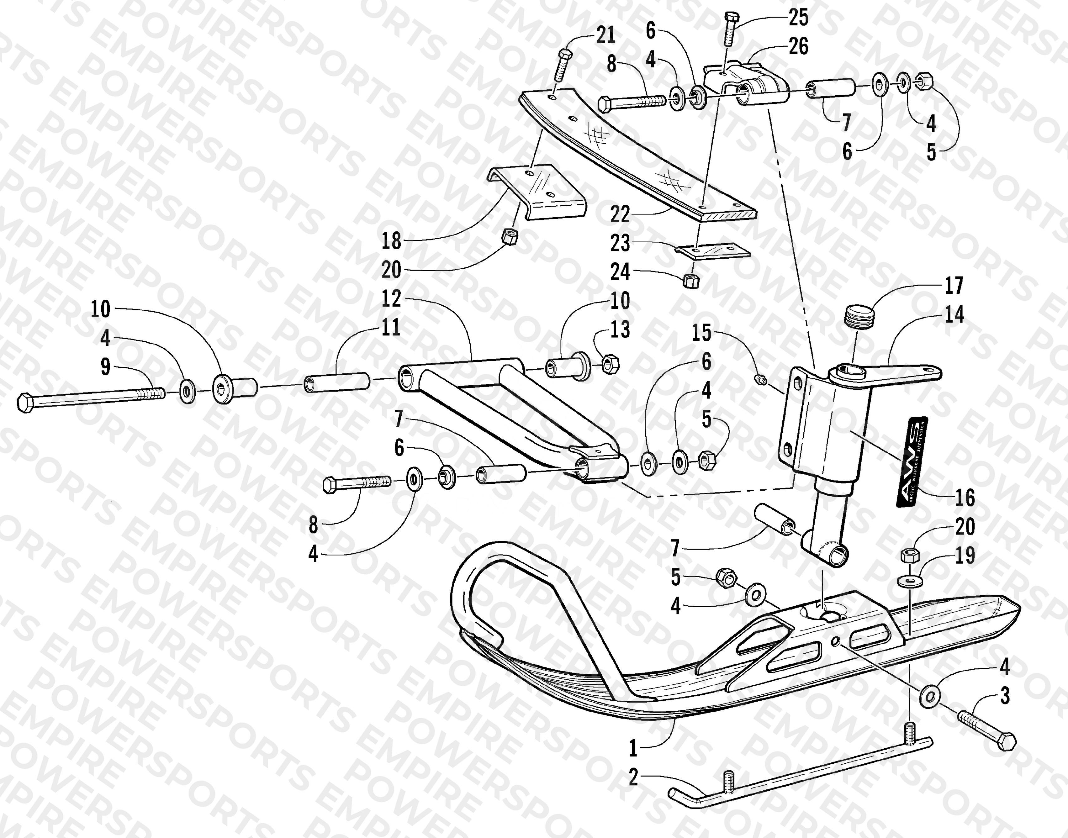 FRONT SUSPENSION AND SKI ASSEMBLY