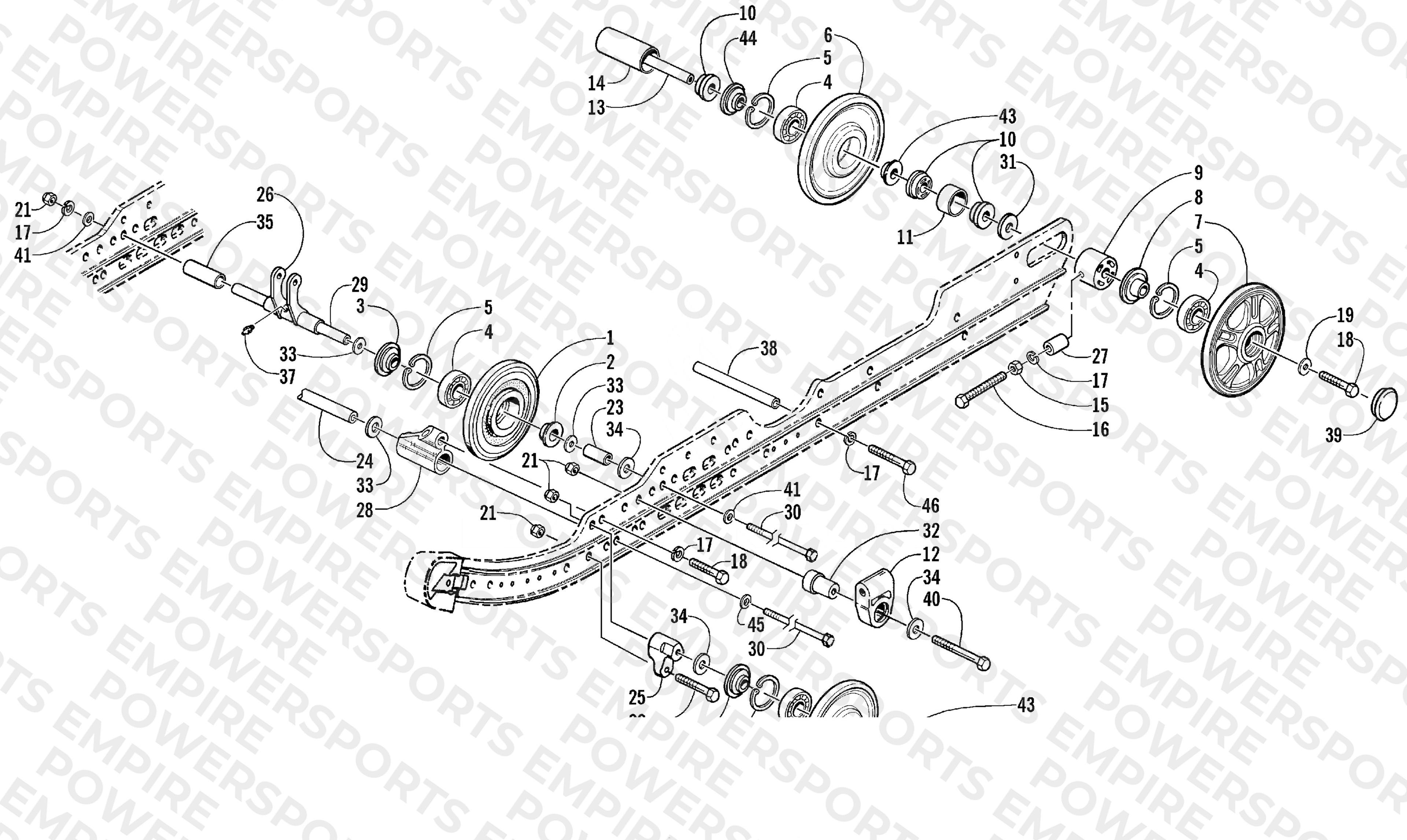 IDLER WHEEL AND AXLE ASSEMBLIES