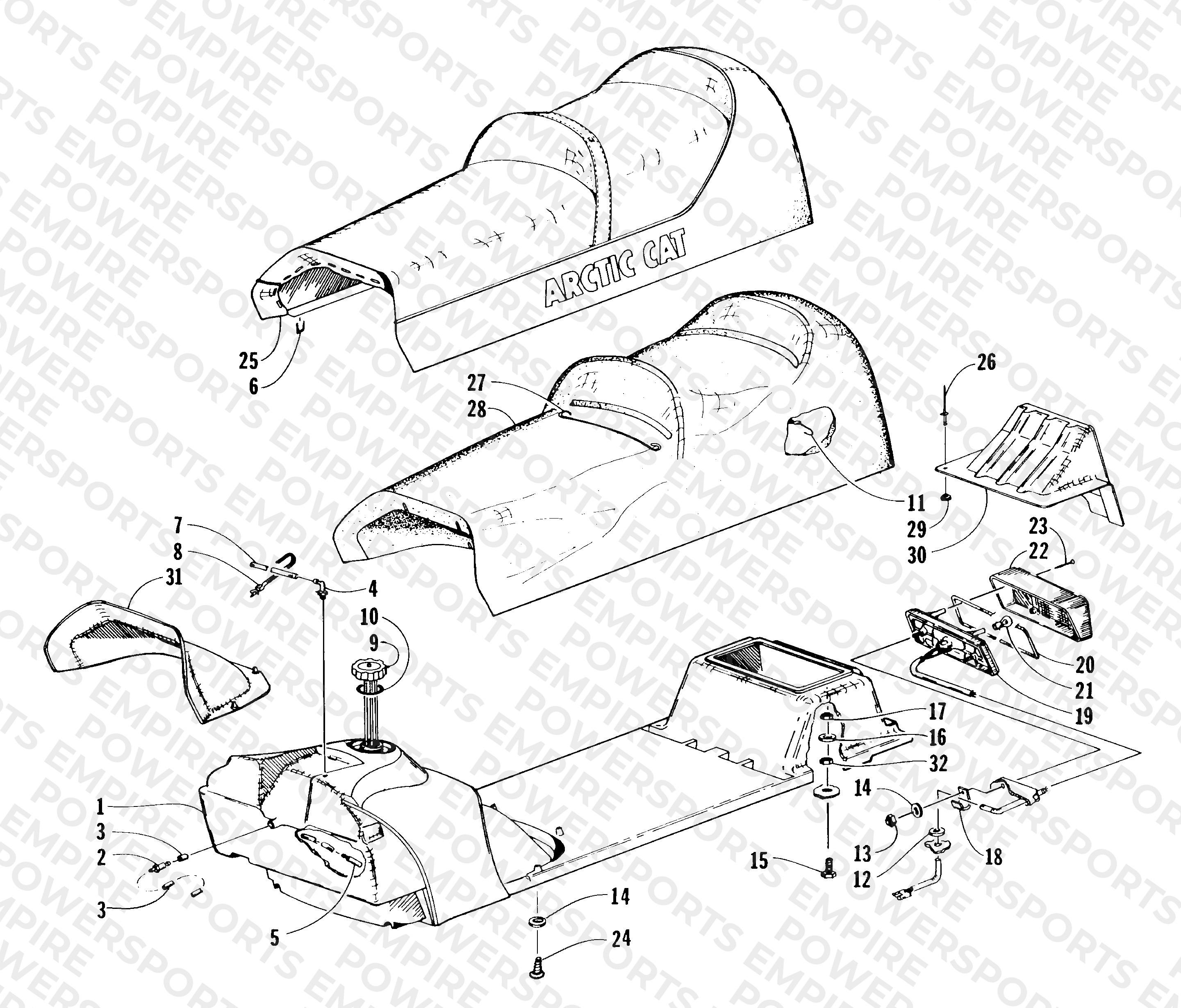 GAS TANK, SEAT AND TAILLIGHT ASSEMBLY