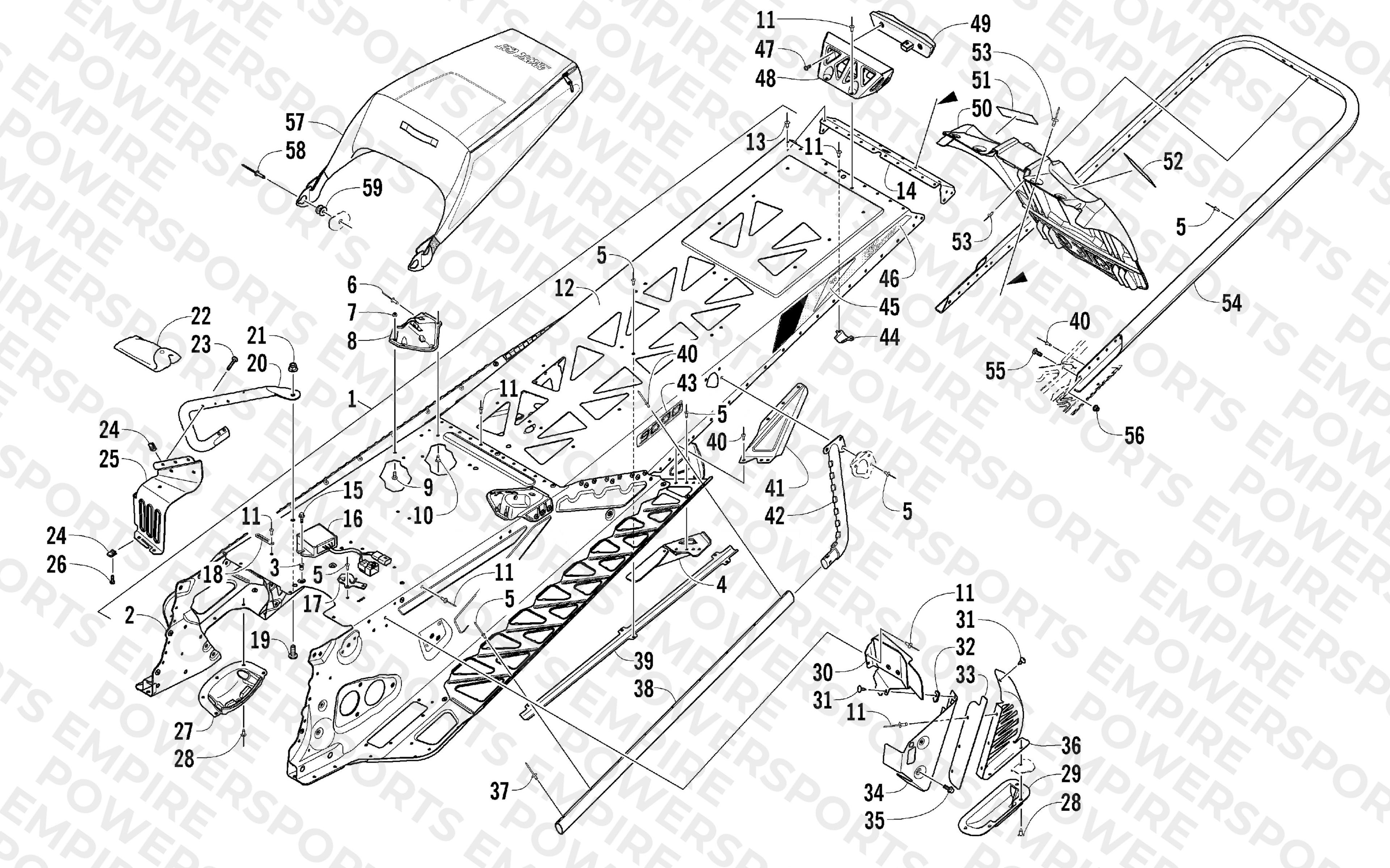 TUNNEL, REAR BUMPER, AND SNOWFLAP ASSEMBLY
