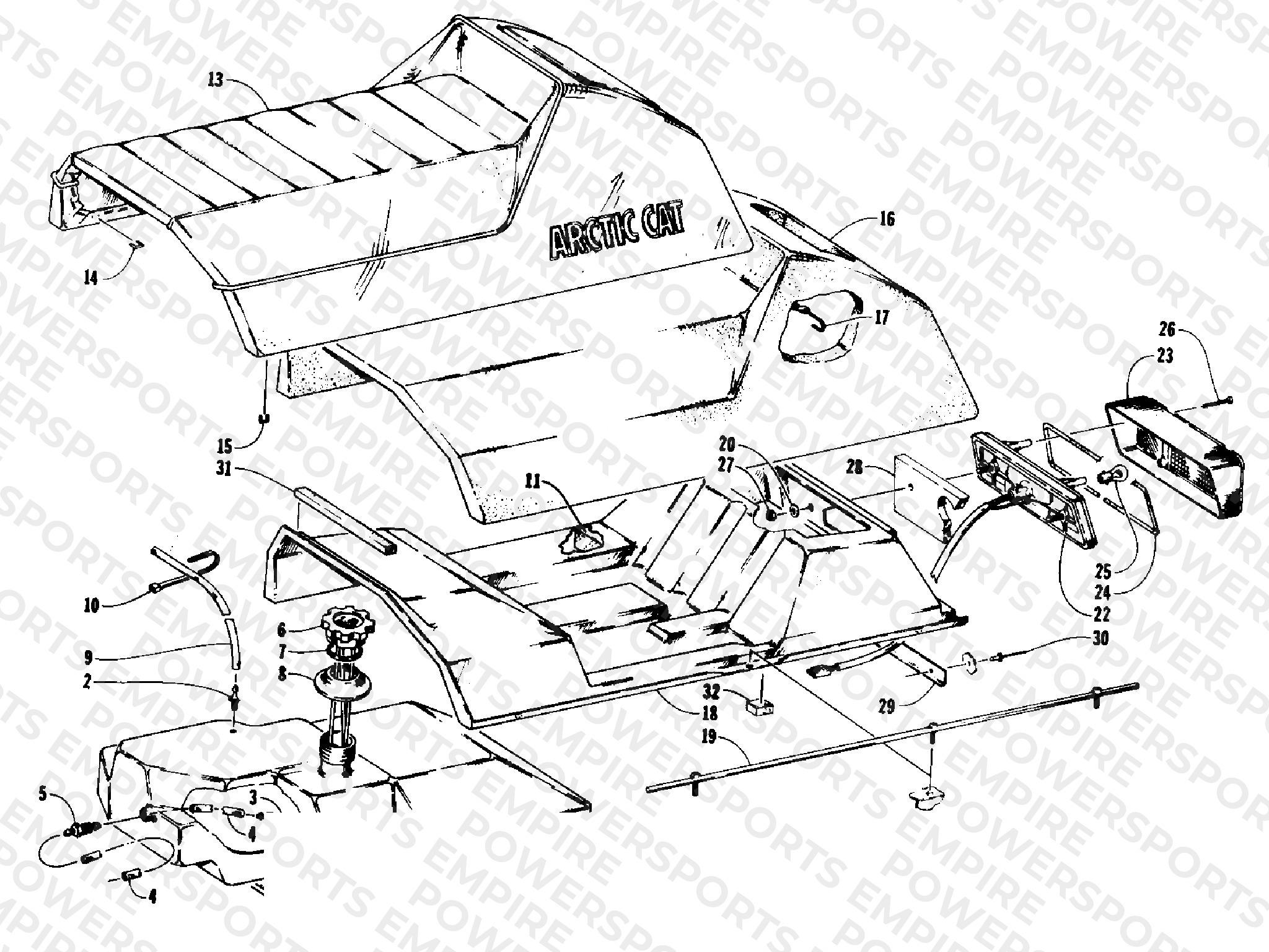 GAS TANK, SEAT, AND TAILLIGHT ASSEMBLIES