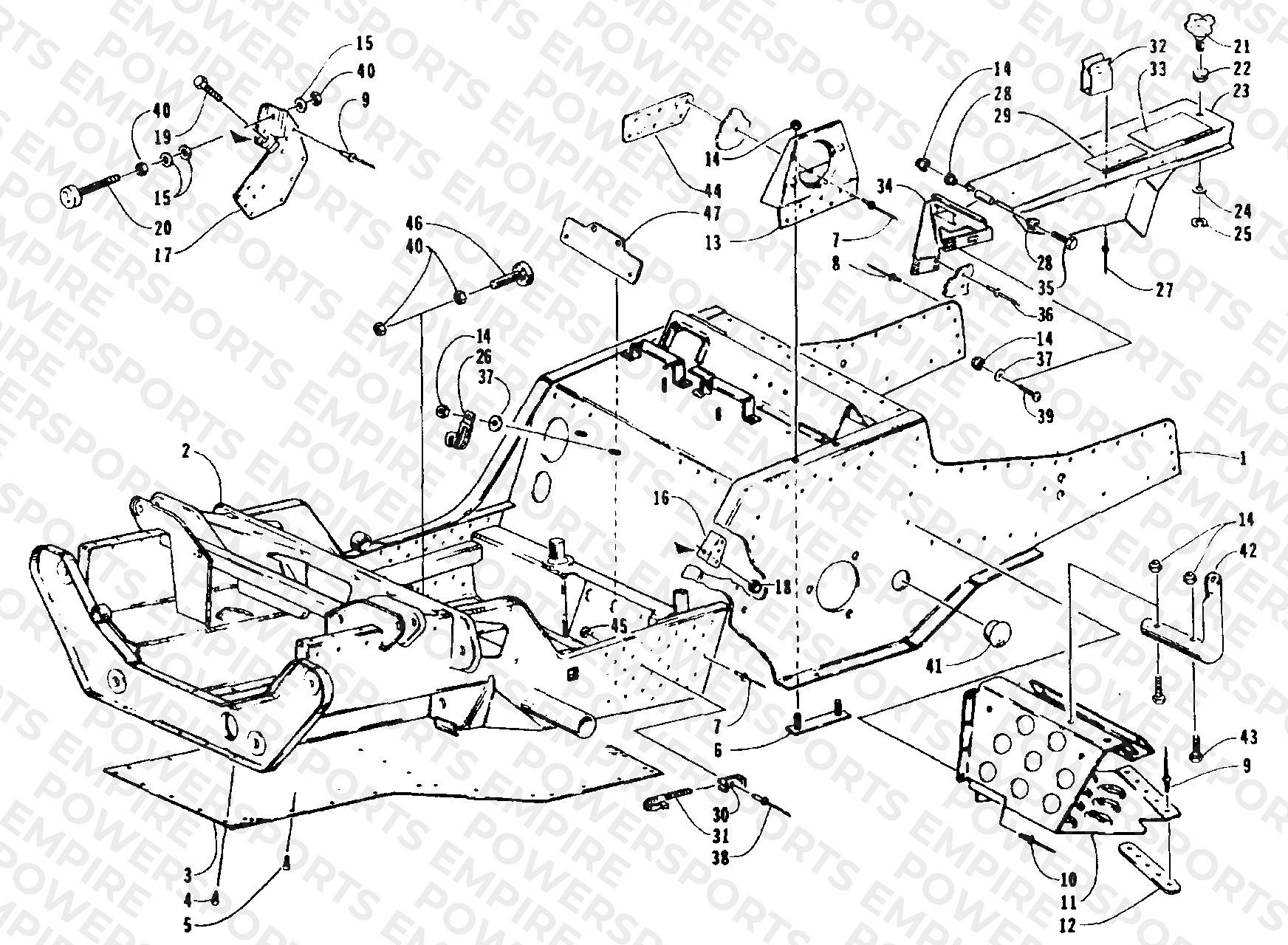 FRONT FRAME, FOOTREST, AND GUARD ASSEMBLIES