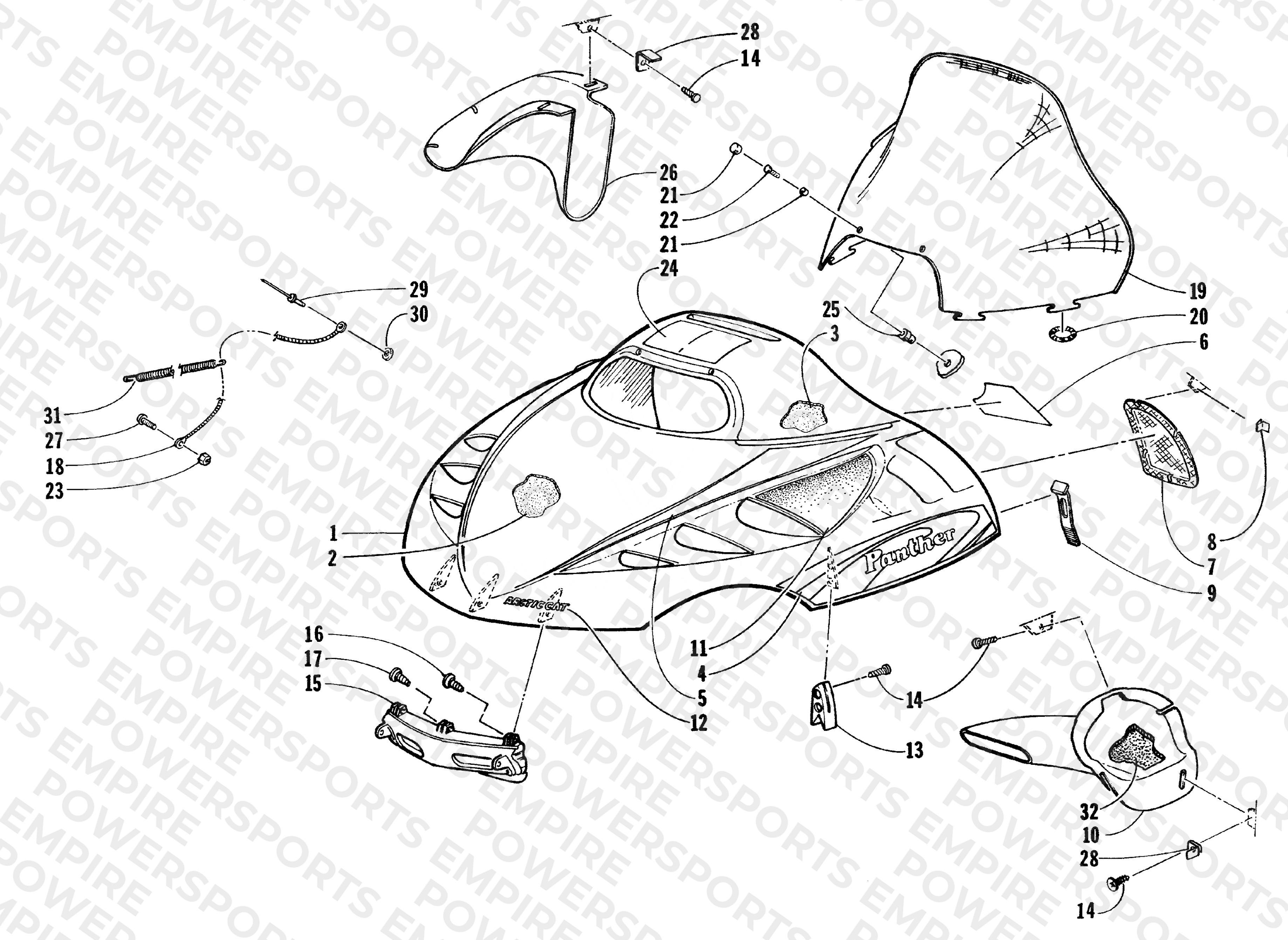 HOOD AND WINDSHIELD ASSEMBLY