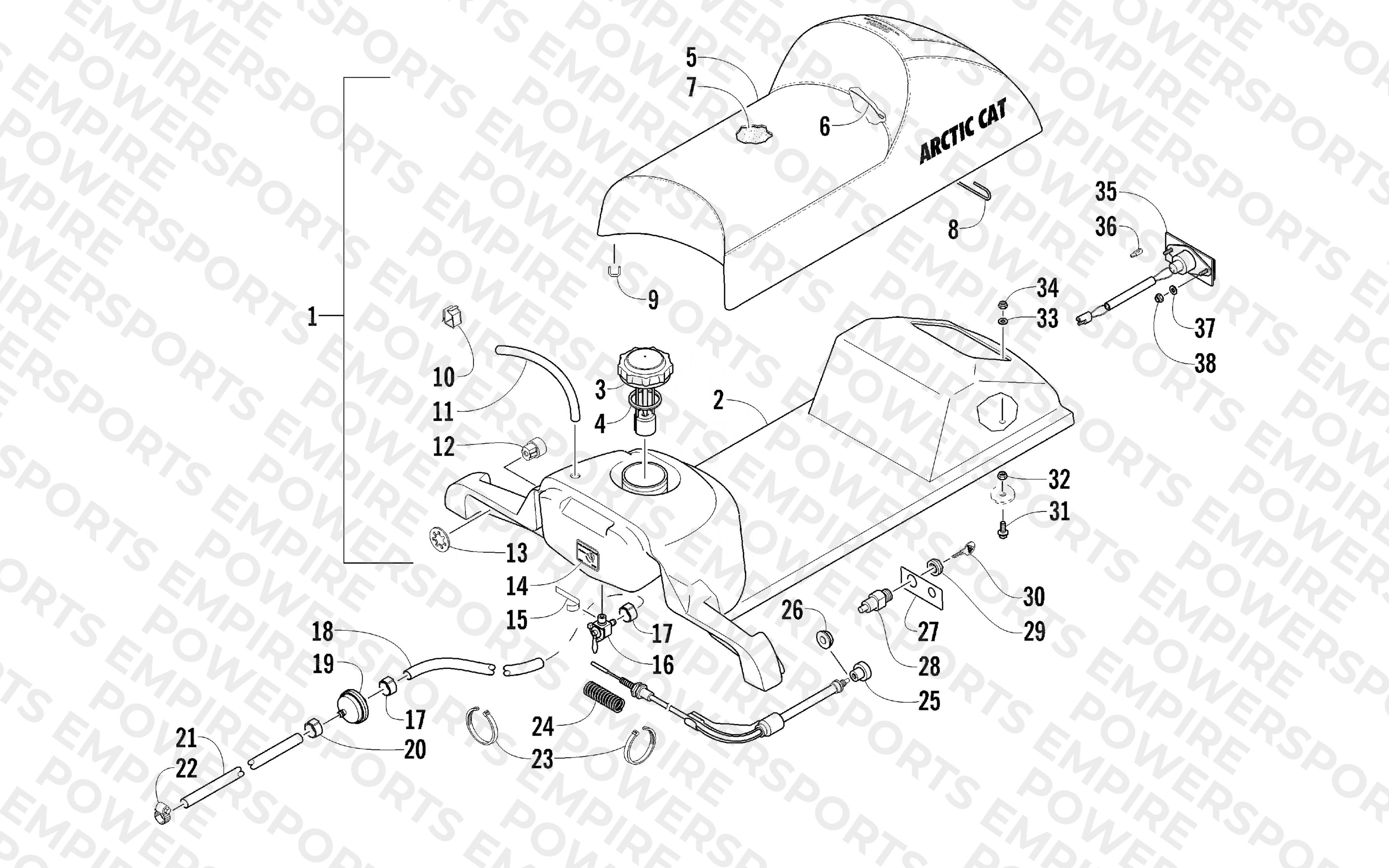 GAS TANK, SEAT, AND TAILLIGHT ASSEMBLY