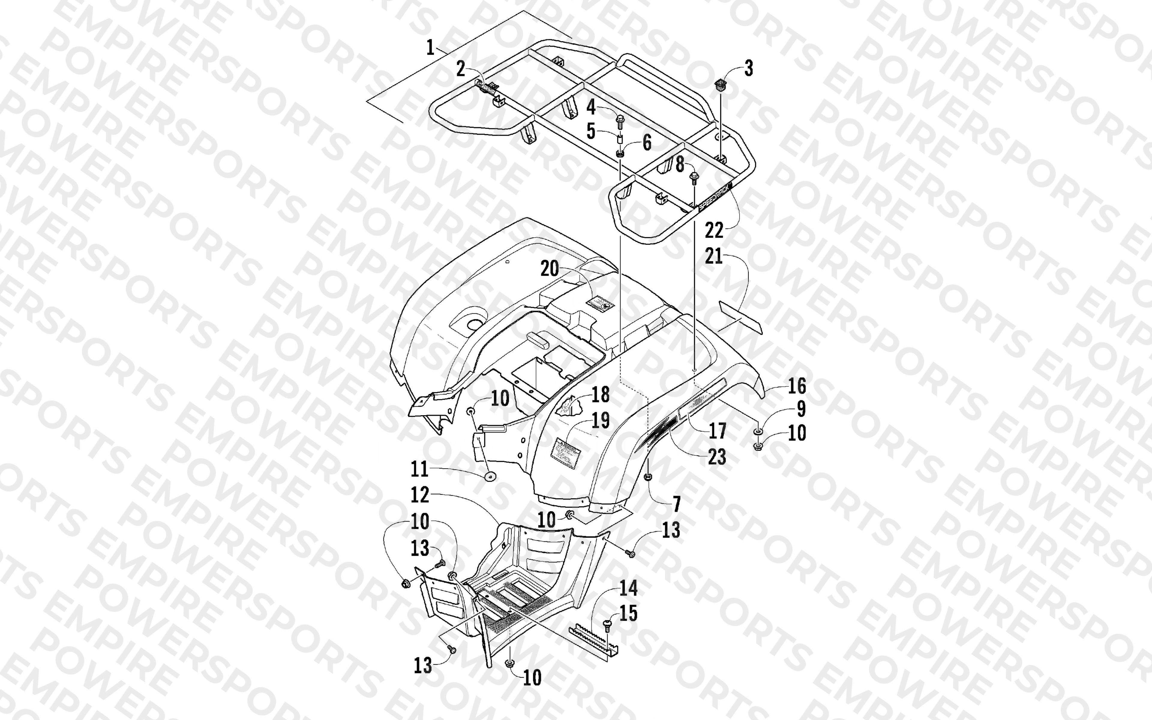 REAR RACK, BODY PANEL, AND FOOTWELL ASSEMBLIES