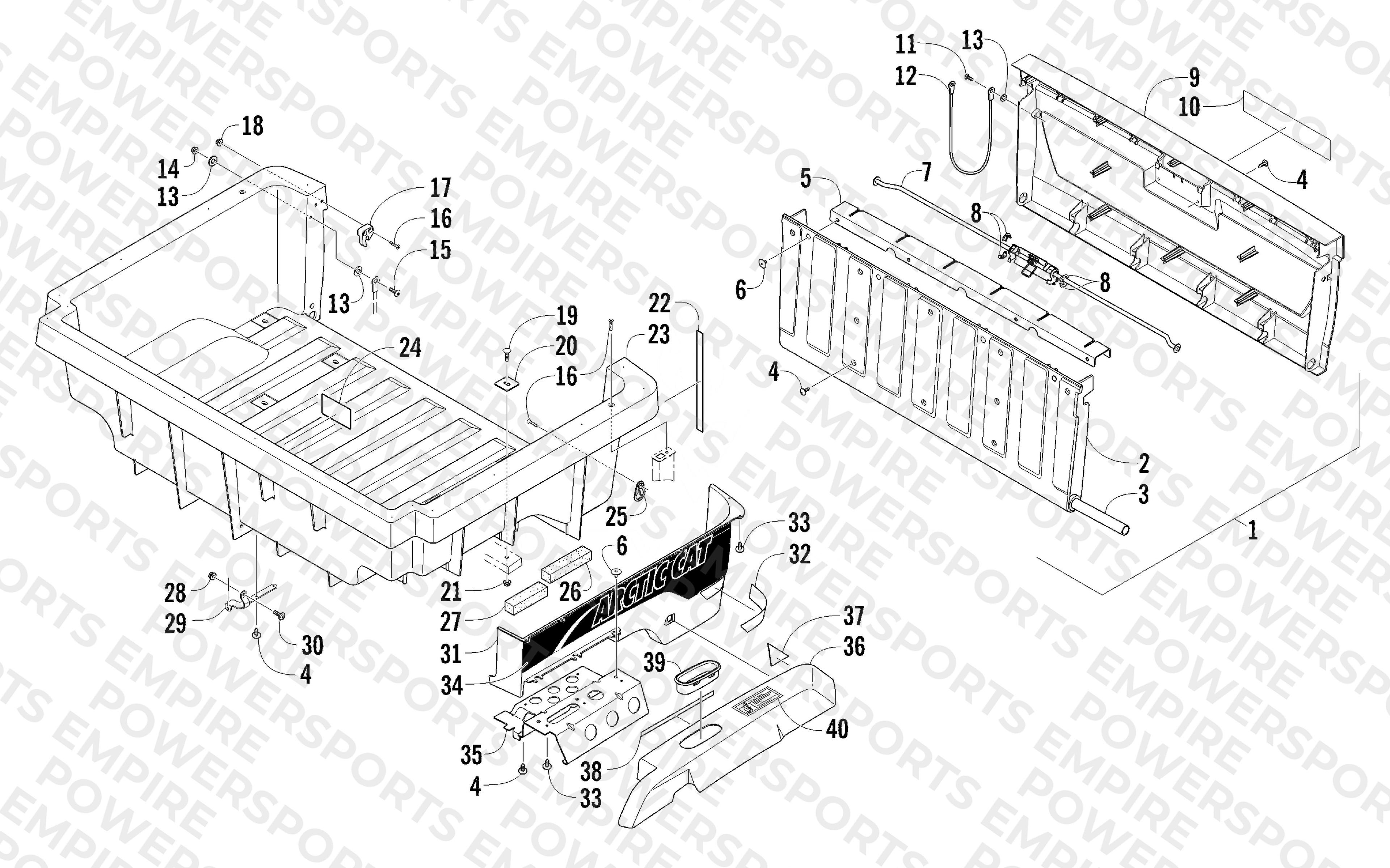 CARGO BOX AND TAILGATE ASSEMBLY