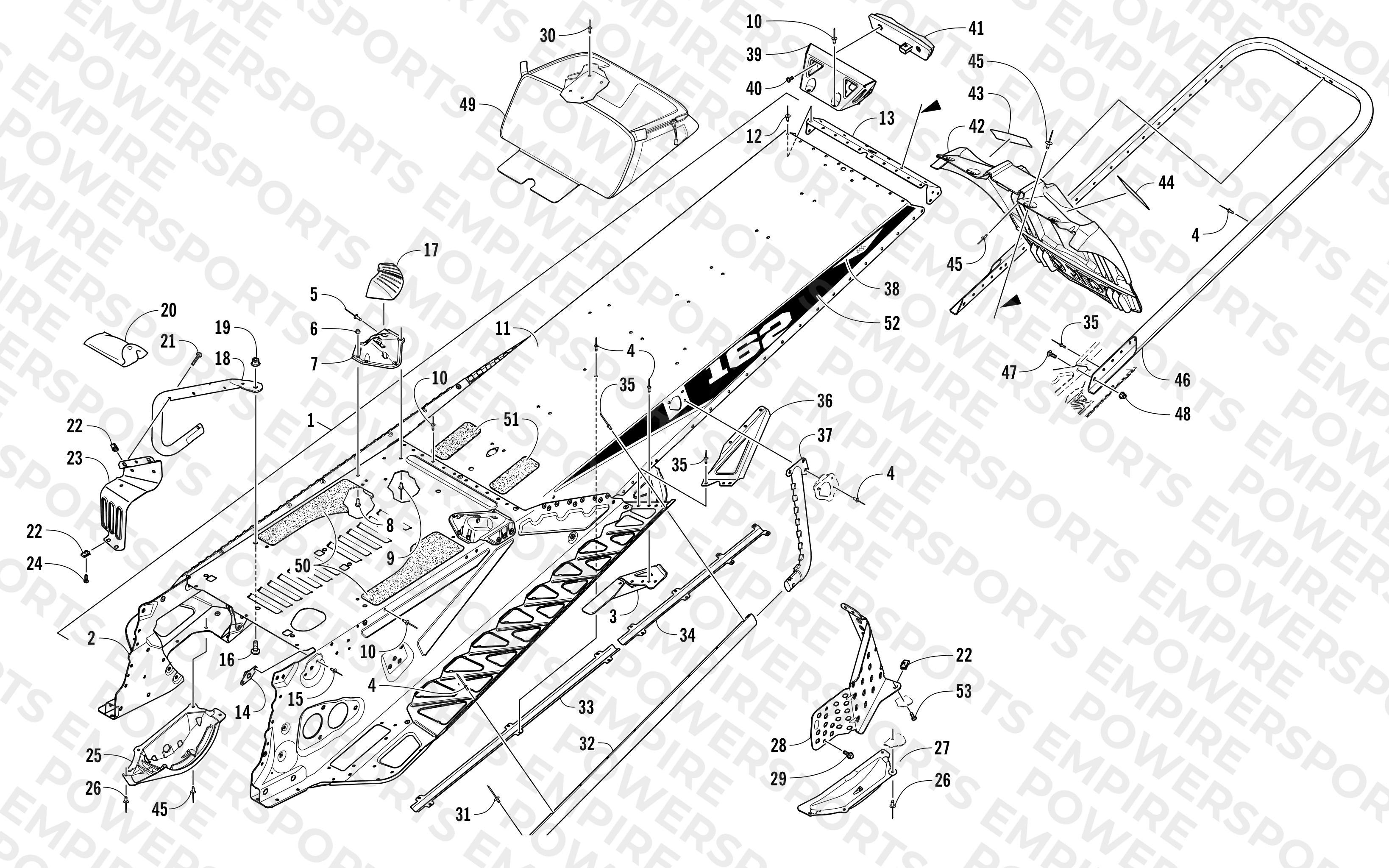 TUNNEL, REAR BUMPER, AND SNOWFLAP ASSEMBLY