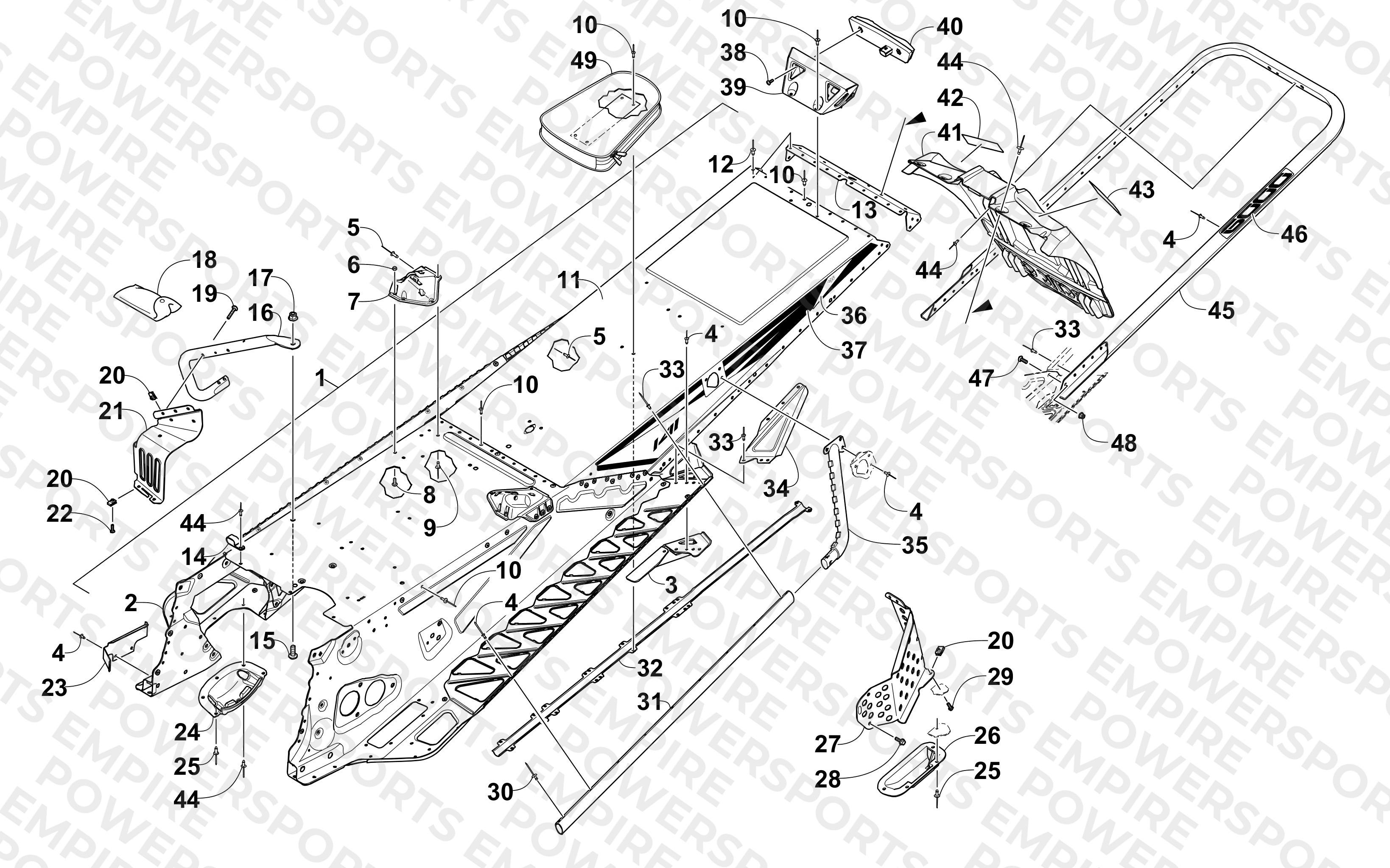 TUNNEL, REAR BUMPER, AND SNOWFLAP ASSEMBLY