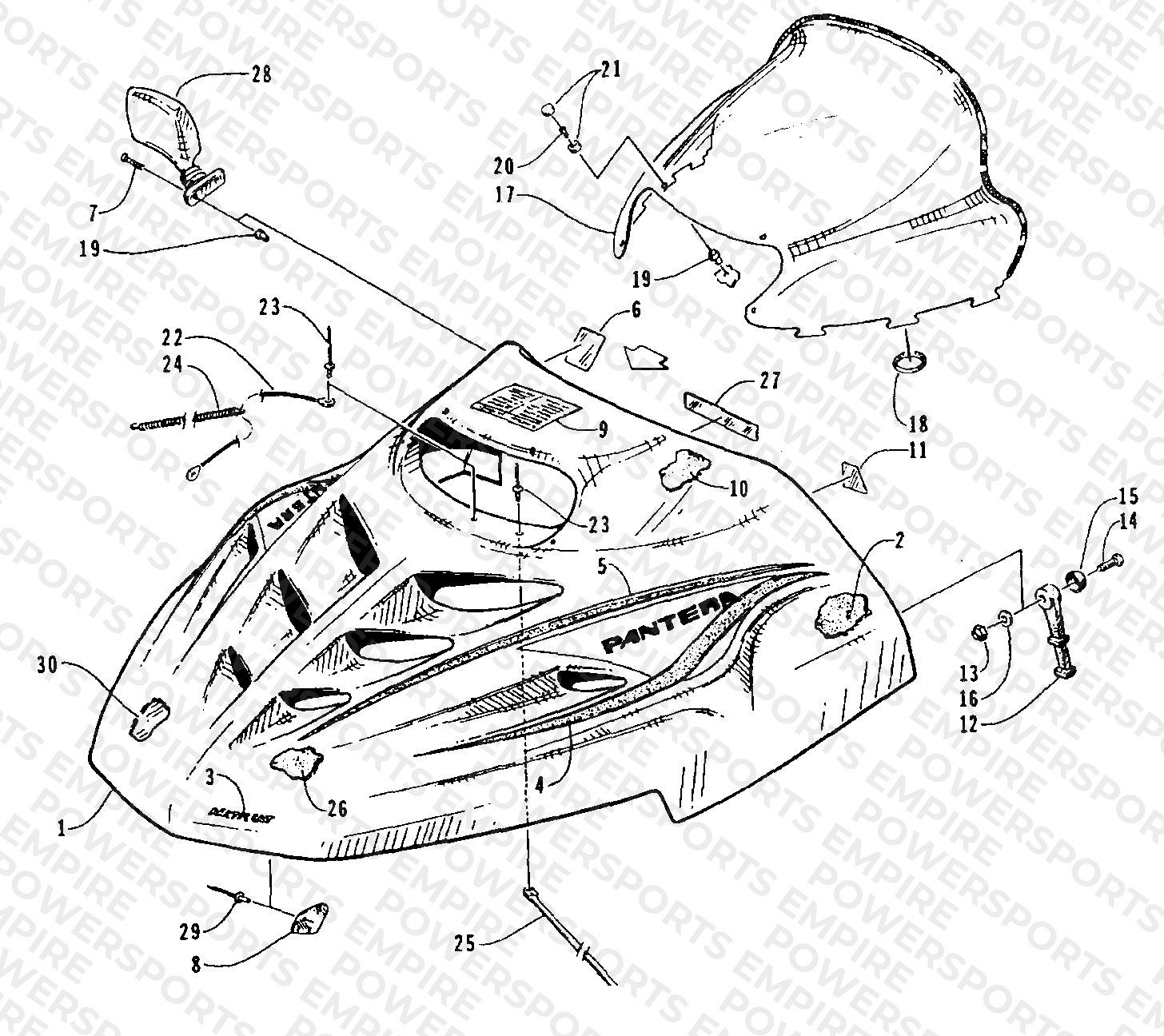 HOOD AND WINDSHIELD ASSEMBLY