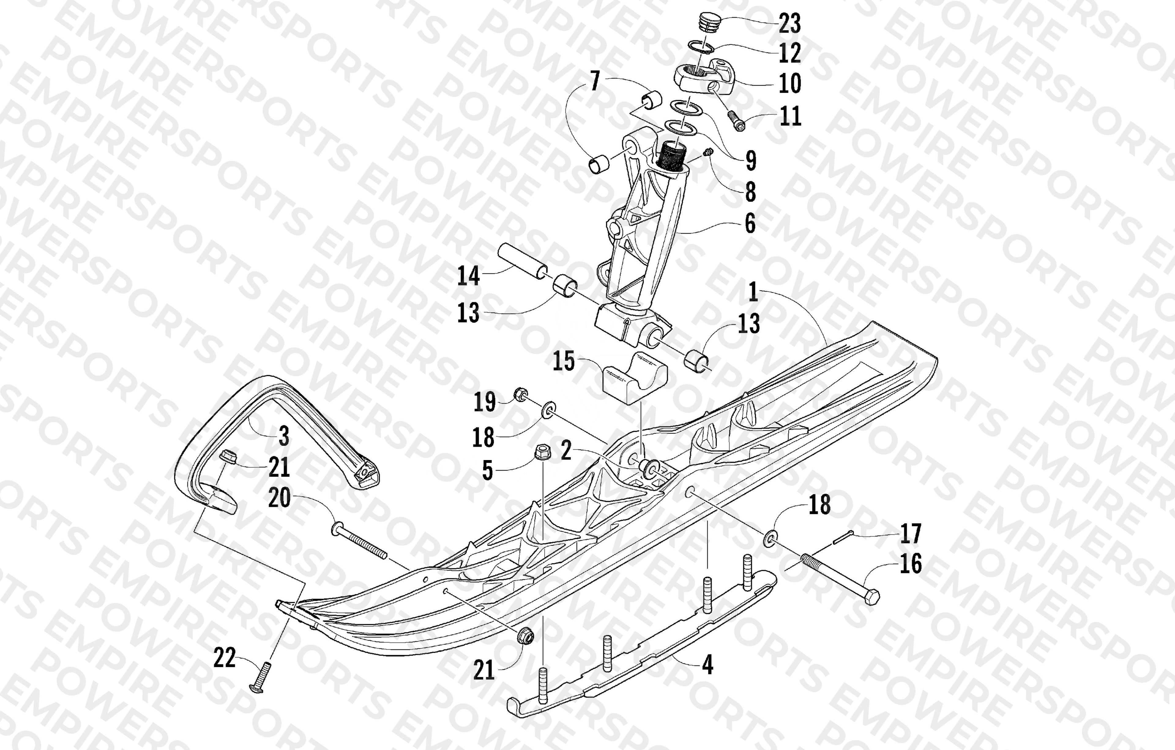 SKI AND SPINDLE ASSEMBLY