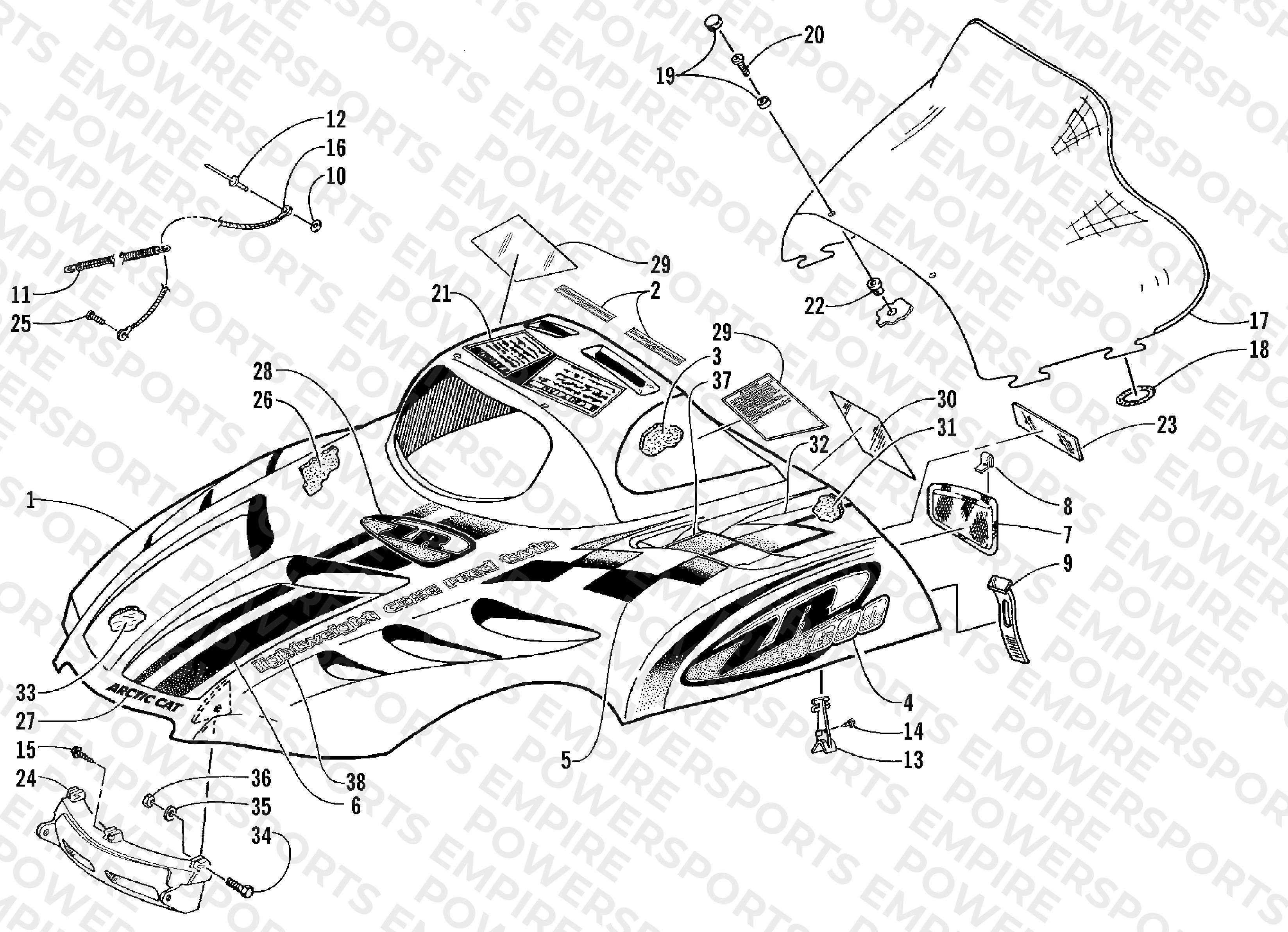 HOOD AND WINDSHIELD ASSEMBLY