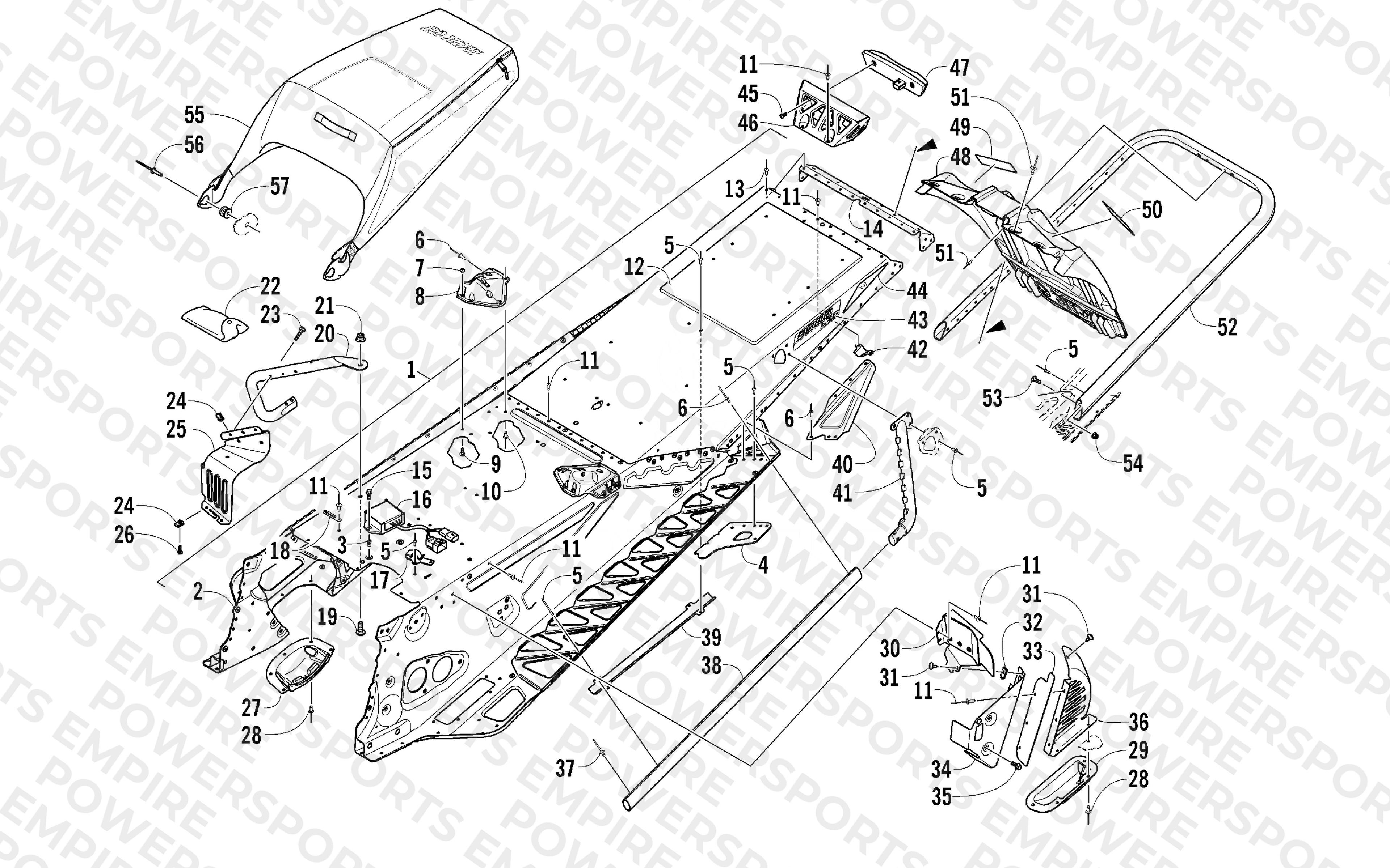 TUNNEL, REAR BUMPER, AND SNOWFLAP ASSEMBLY
