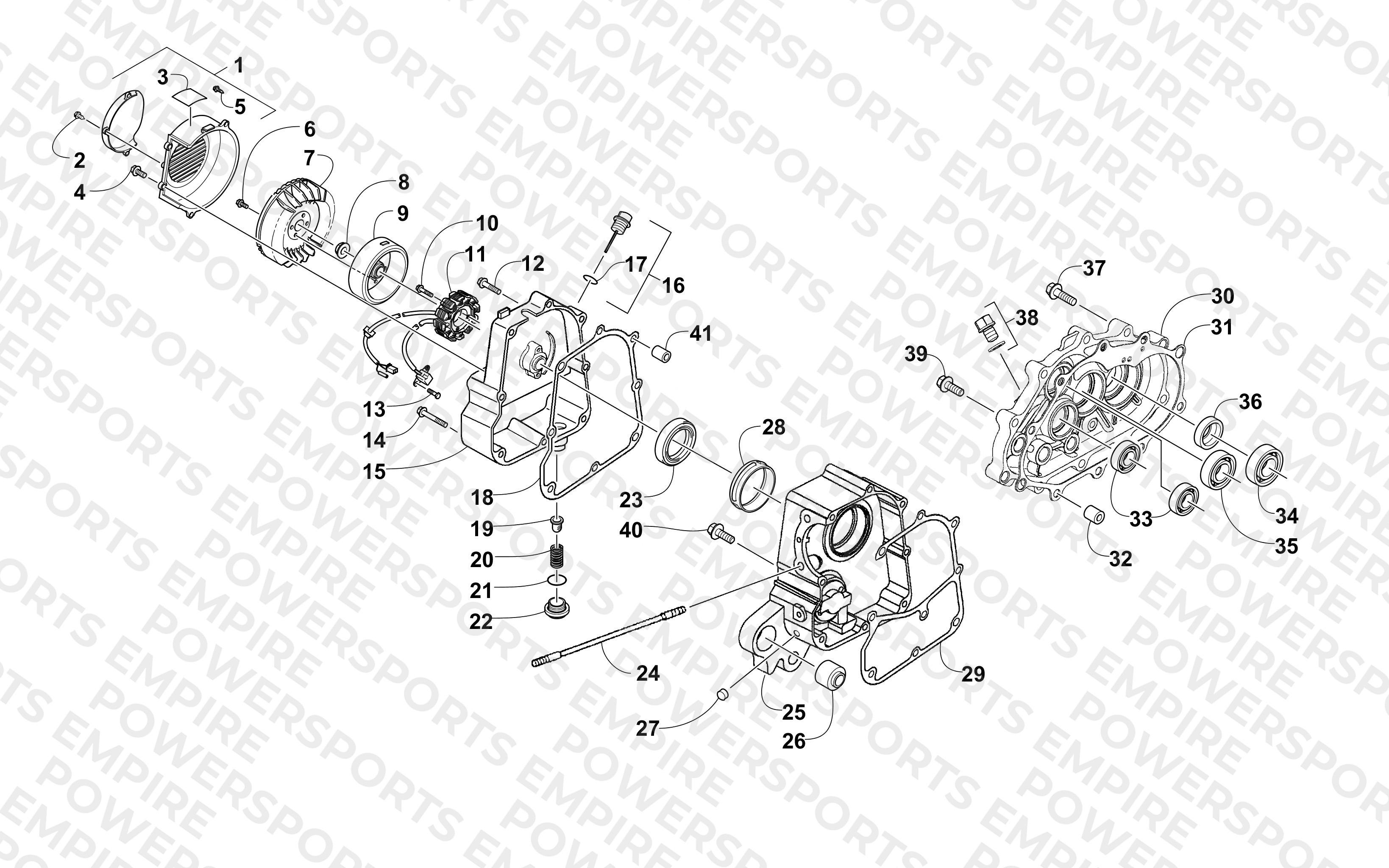 RIGHT CRANKCASE AND COVER ASSEMBLY