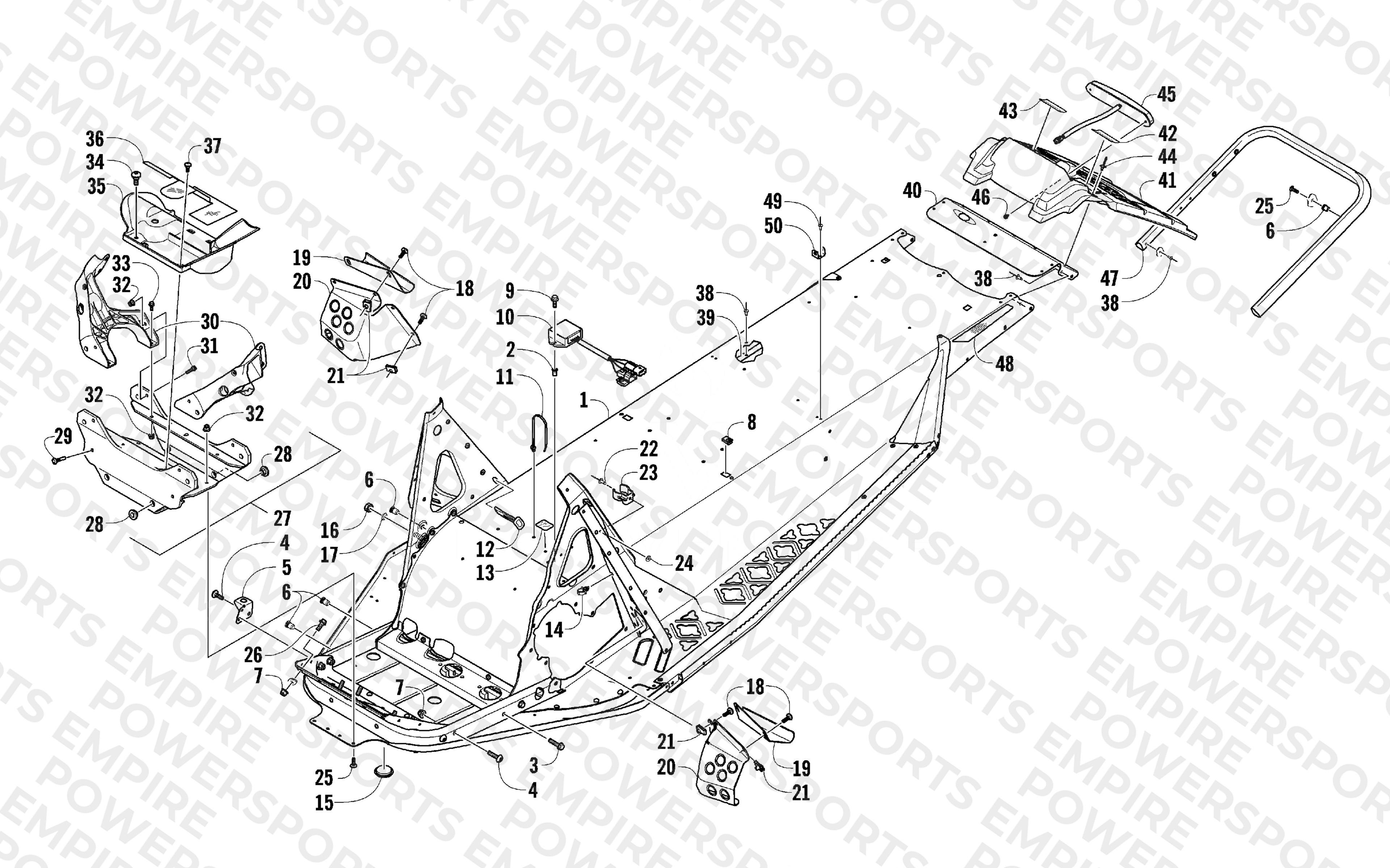 CHASSIS, REAR BUMPER, AND SNOWFLAP ASSEMBLY