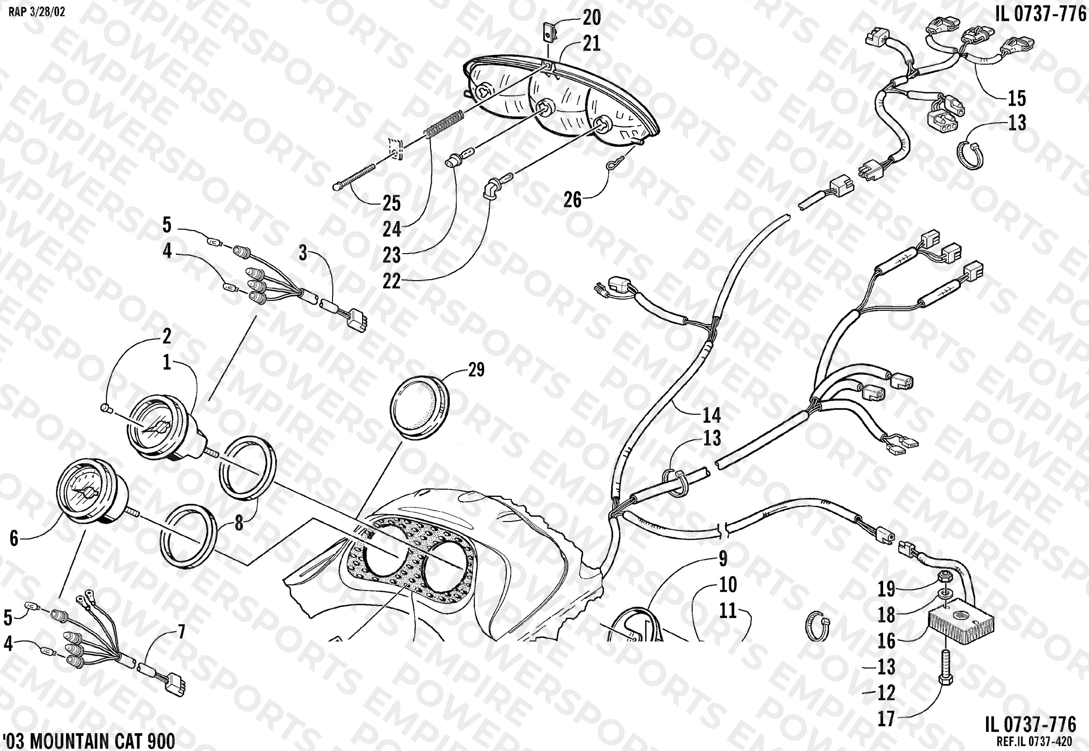 HEADLIGHT, INSTRUMENTS, AND WIRING ASSEMBLIES
