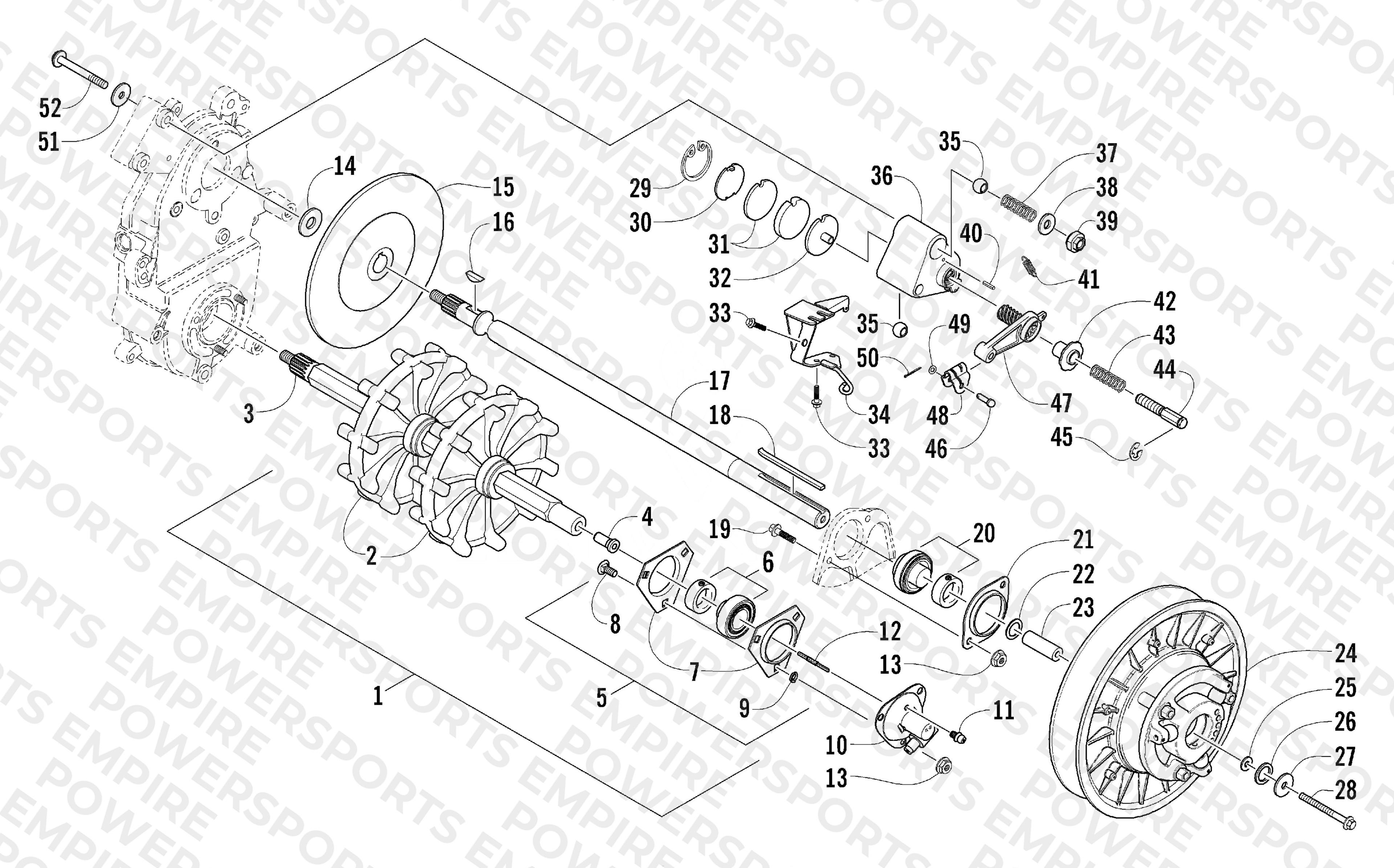DRIVE TRAIN SHAFT AND BRAKE ASSEMBLIES