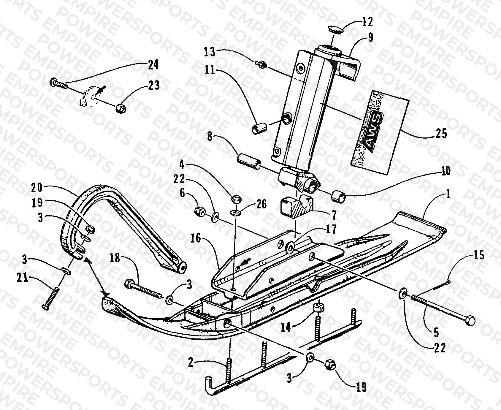 SKI AND SPINDLE ASSEMBLY