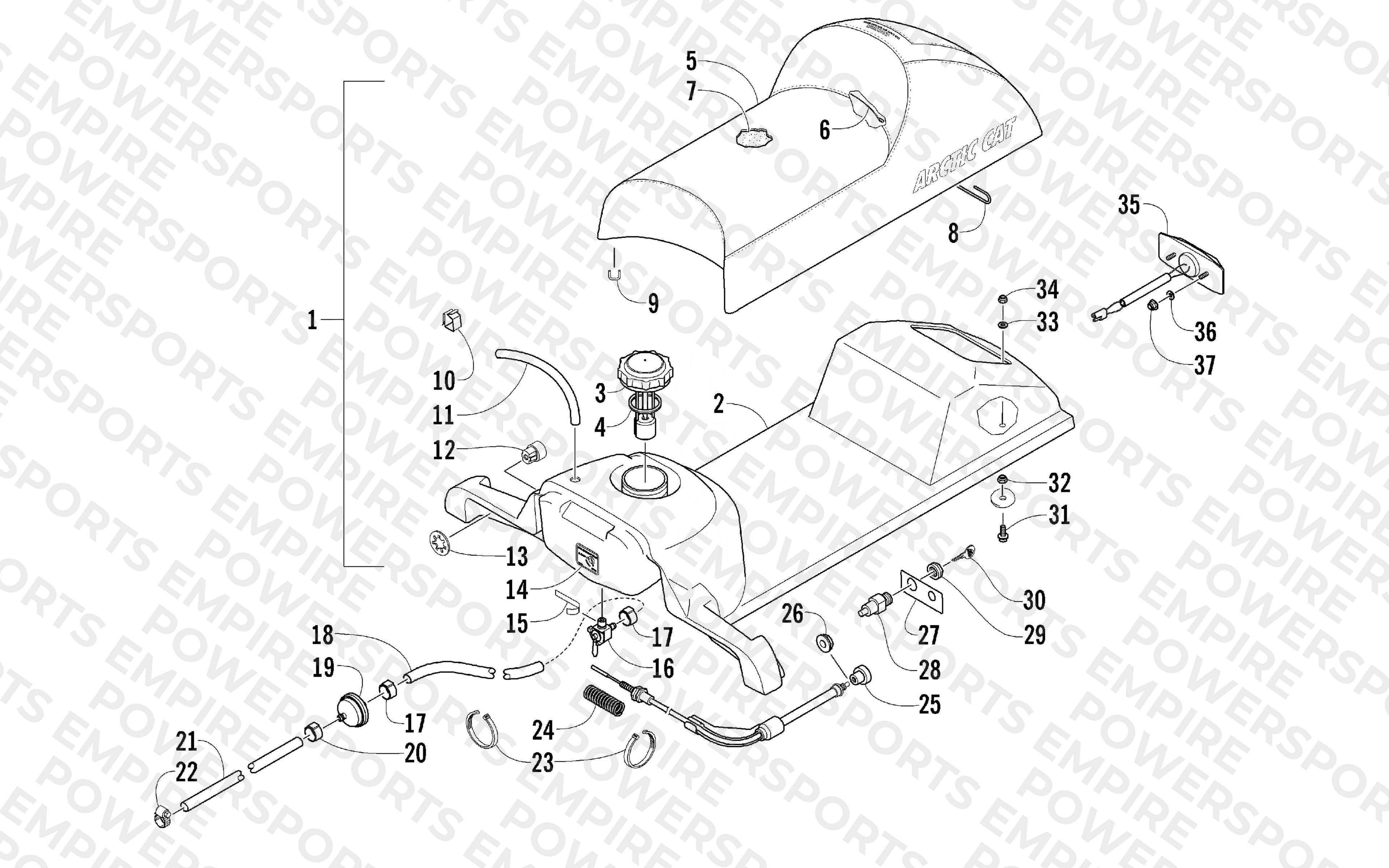 GAS TANK, SEAT, AND TAILLIGHT ASSEMBLY