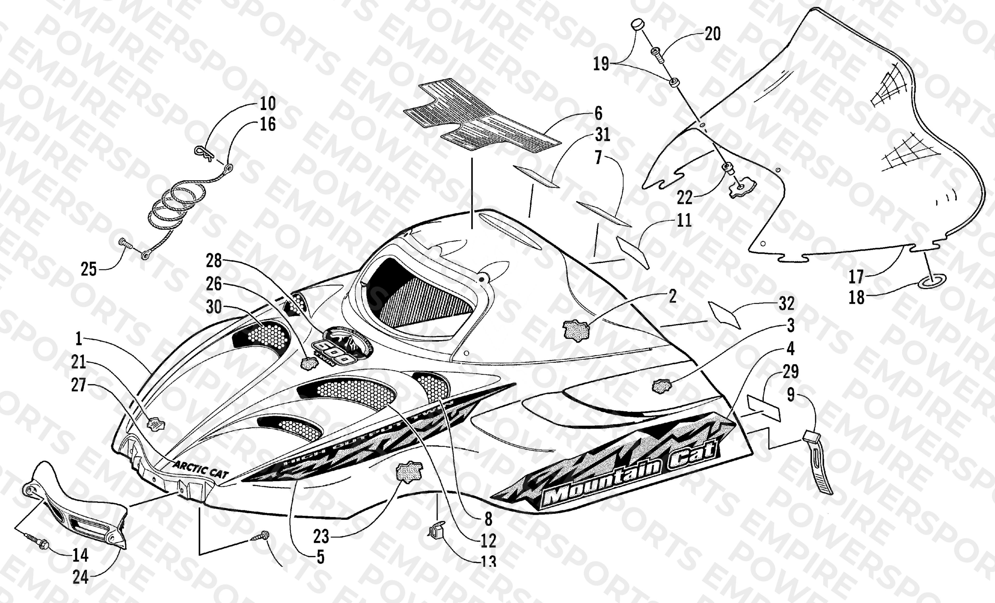 HOOD AND WINDSHIELD ASSEMBLY (LE)