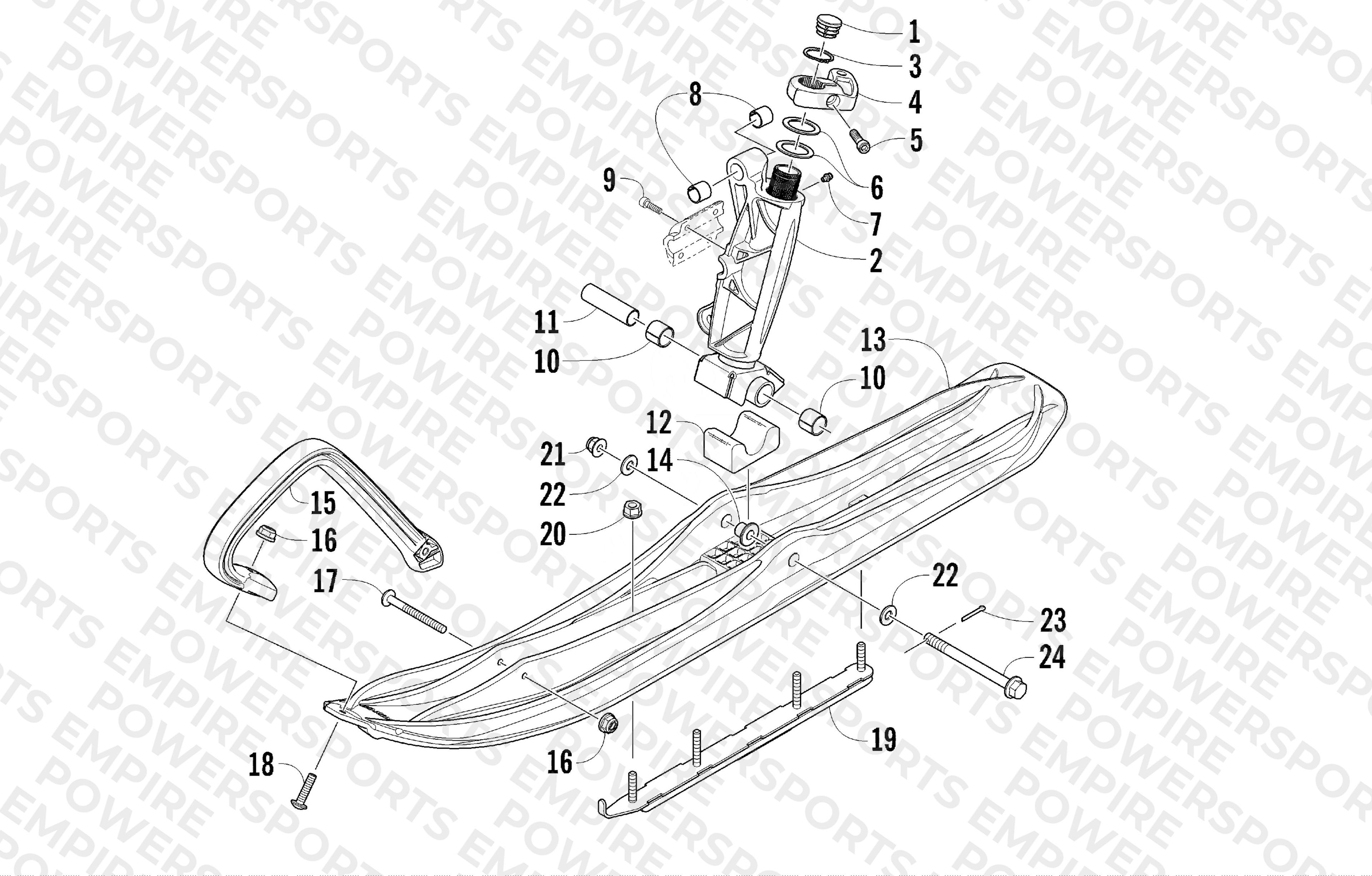 SKI AND SPINDLE ASSEMBLY