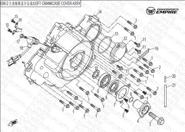 E06 — LEFT CRANKCASE COVER ASSY