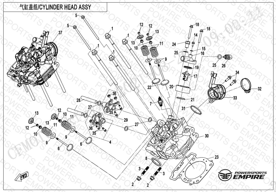 E02-2-B — CYLINDER HEAD ASSY(WITH FUEL VAPORIZATION SYSTEM)