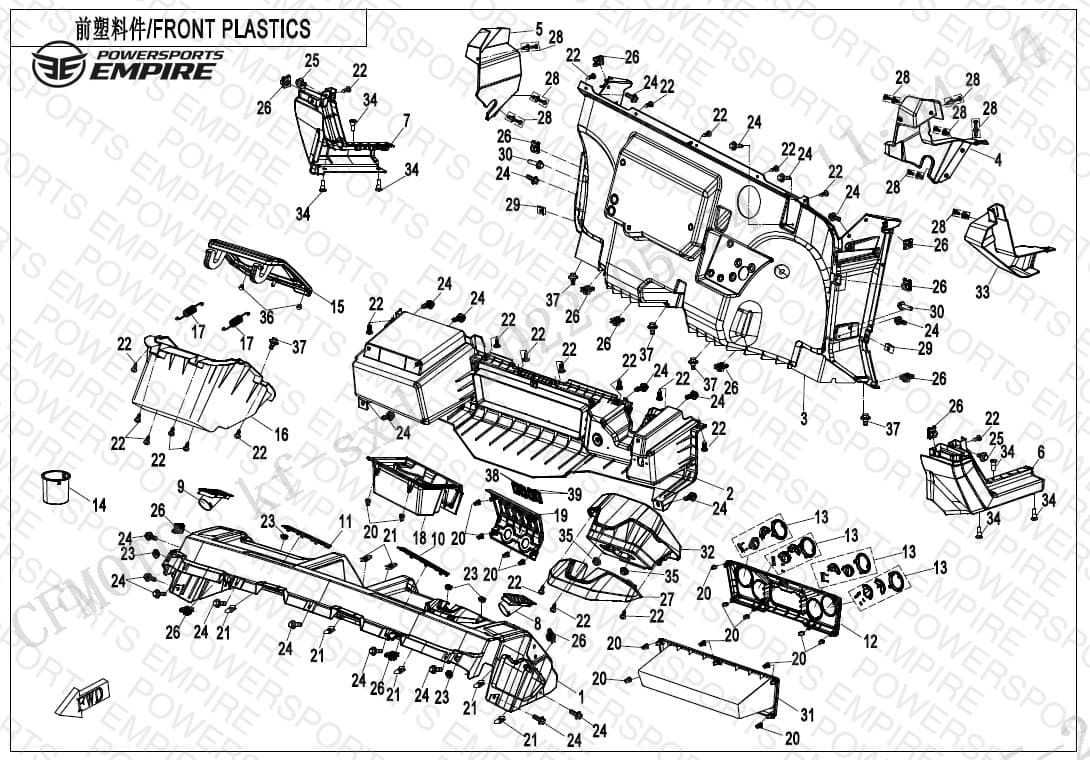 F04-2-B-V2 — FRONT PLASTICS (TFT Gauge)