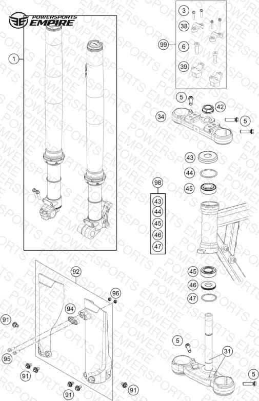 FRONT FORK, TRIPLE CLAMP