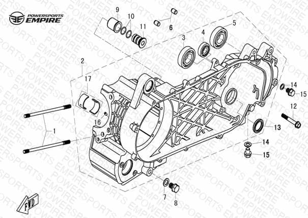 E01-1 — LEFT CRANKCASE ASSY