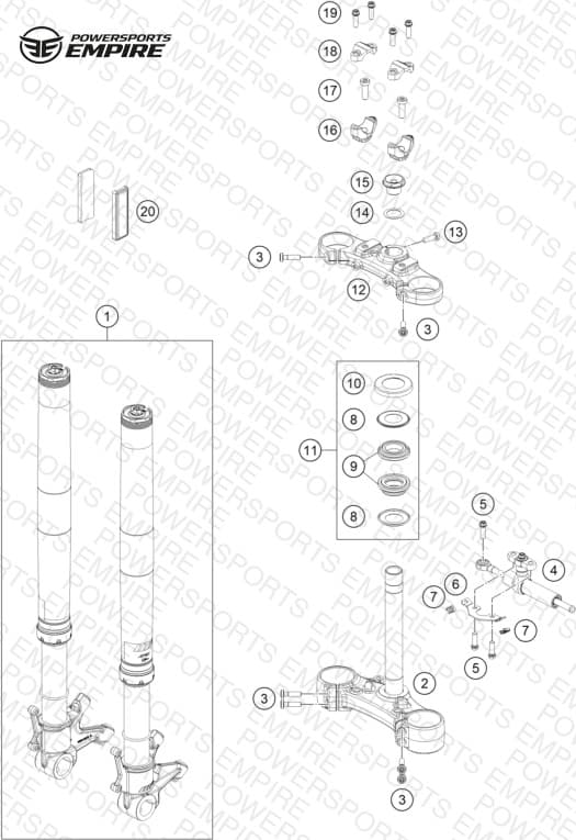 FRONT FORK, TRIPLE CLAMP