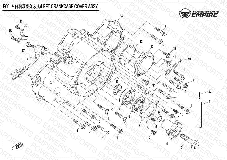 E06 — LEFT CRANKCASE COVER ASSY